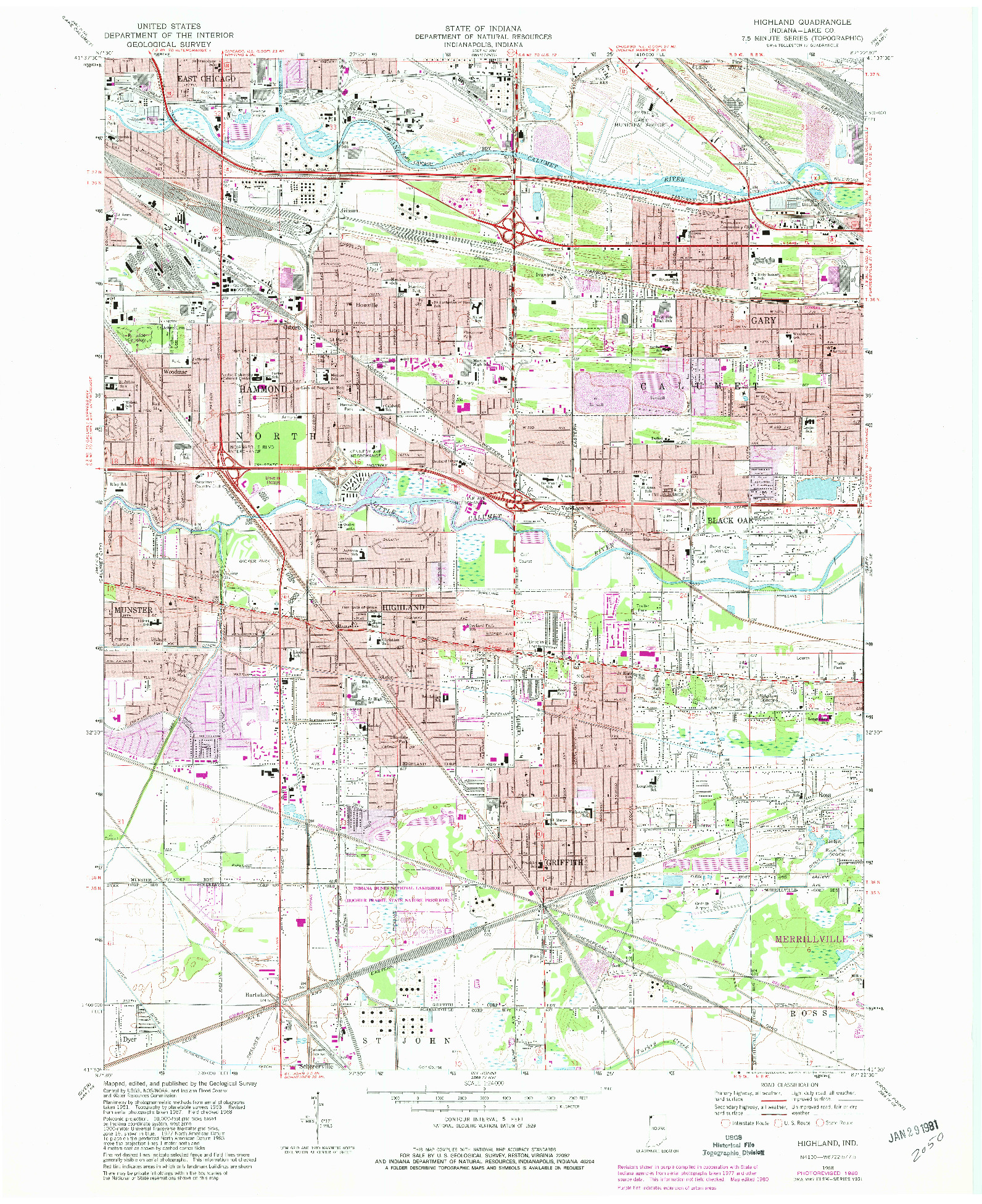USGS 1:24000-SCALE QUADRANGLE FOR HIGHLAND, IN 1968