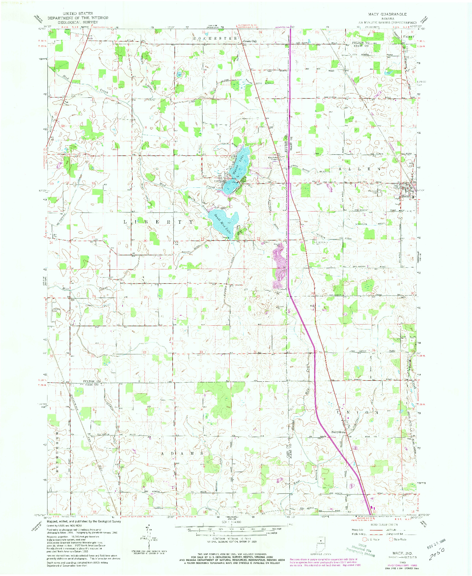 USGS 1:24000-SCALE QUADRANGLE FOR MACY, IN 1960