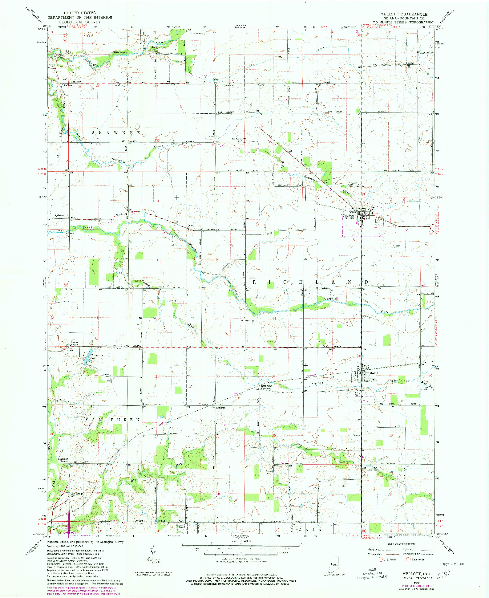 USGS 1:24000-SCALE QUADRANGLE FOR MELLOTT, IN 1962