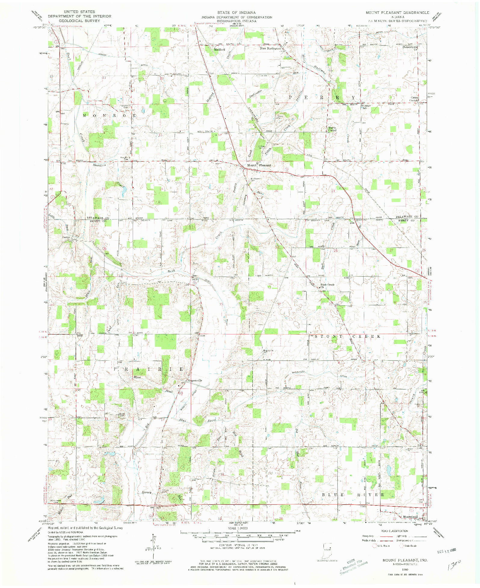 USGS 1:24000-SCALE QUADRANGLE FOR MOUNT PLEASANT, IN 1960