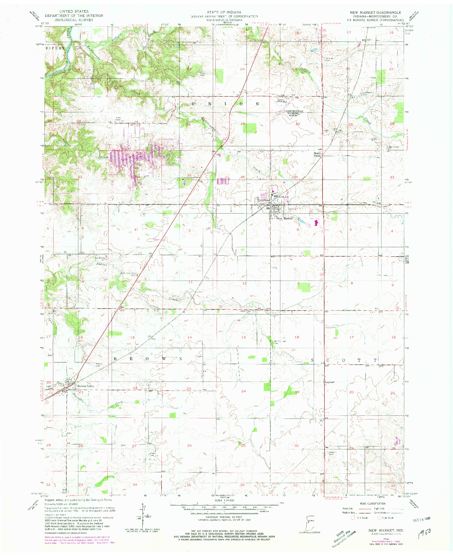 USGS 1:24000-SCALE QUADRANGLE FOR NEW MARKET, IN 1956