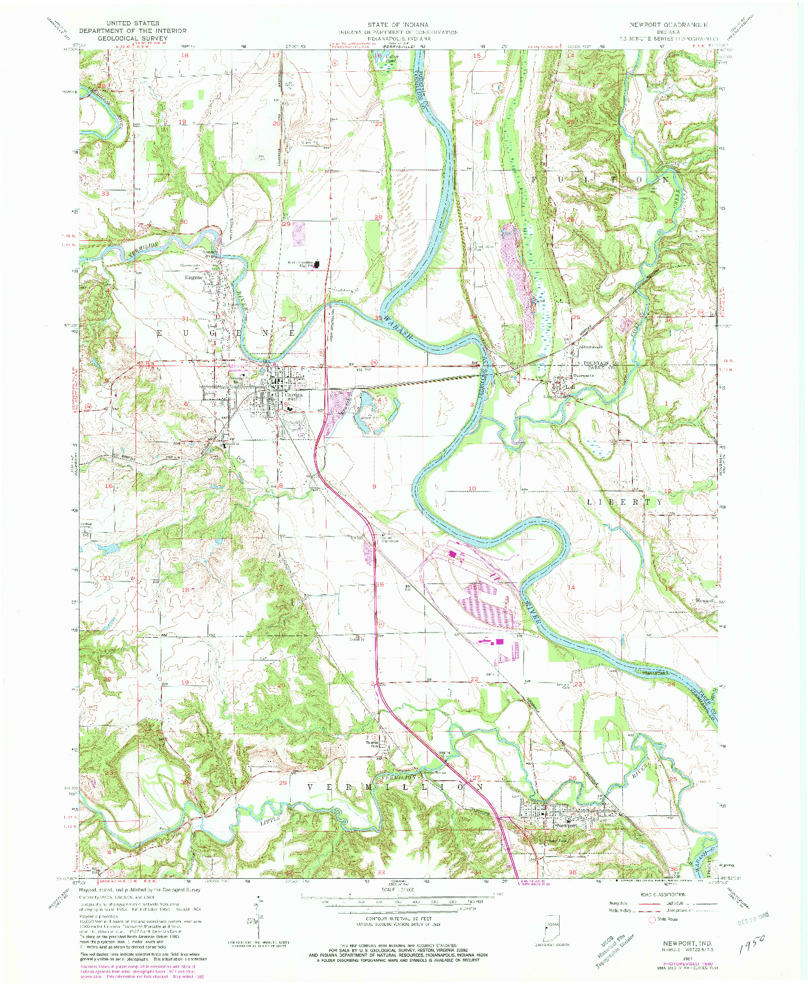 USGS 1:24000-SCALE QUADRANGLE FOR NEWPORT, IN 1964