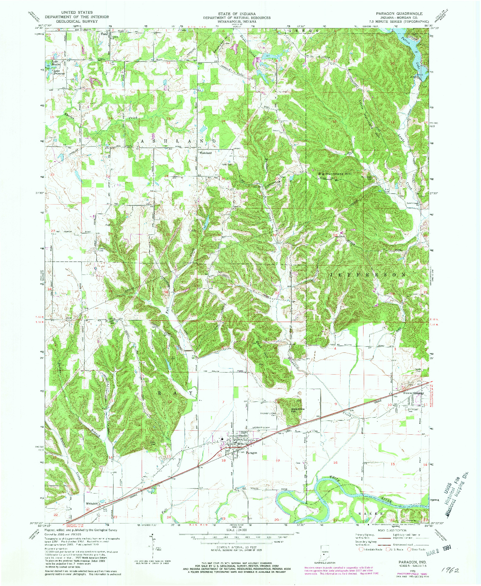 USGS 1:24000-SCALE QUADRANGLE FOR PARAGON, IN 1970