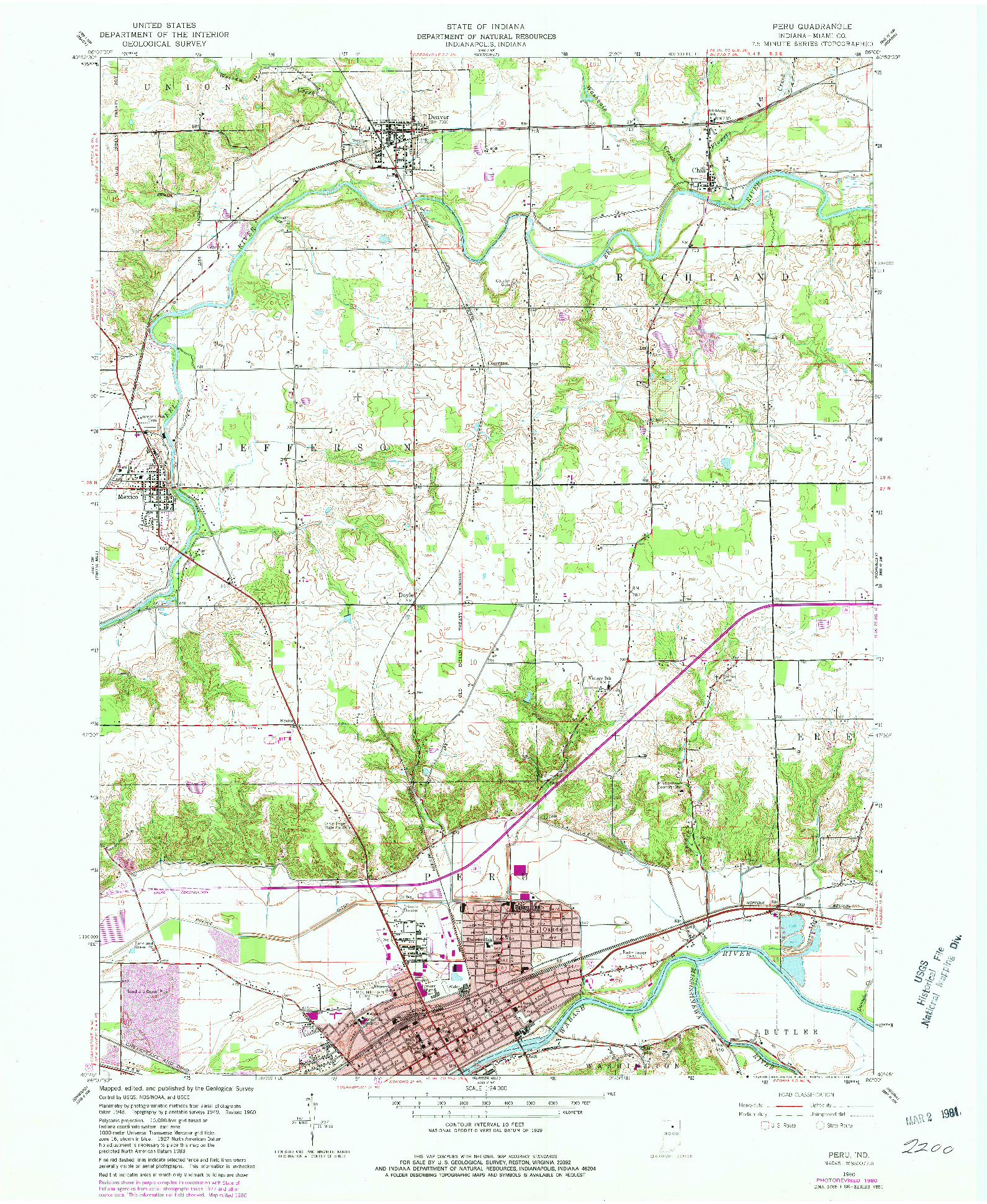 USGS 1:24000-SCALE QUADRANGLE FOR PERU, IN 1960