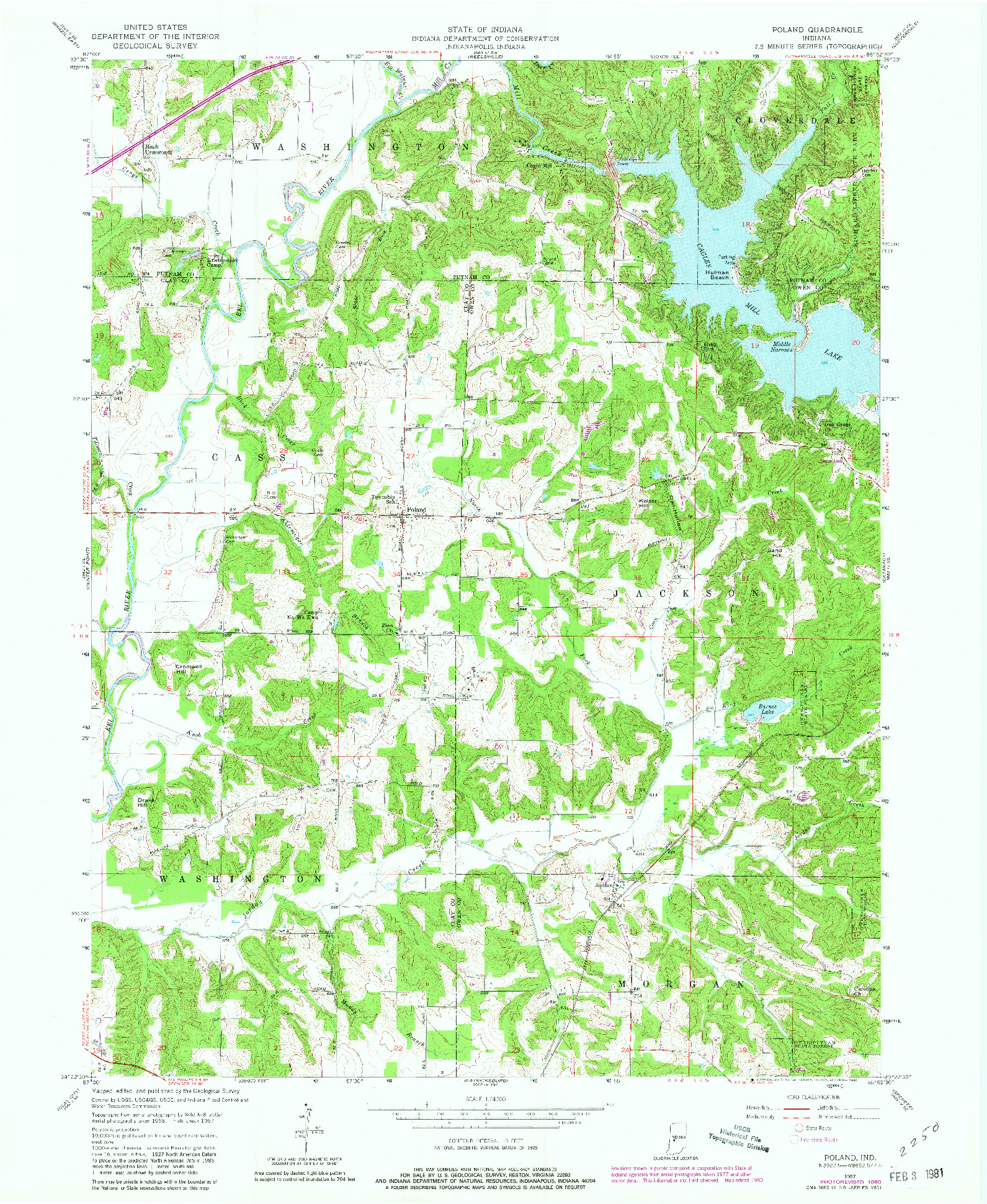 USGS 1:24000-SCALE QUADRANGLE FOR POLAND, IN 1957