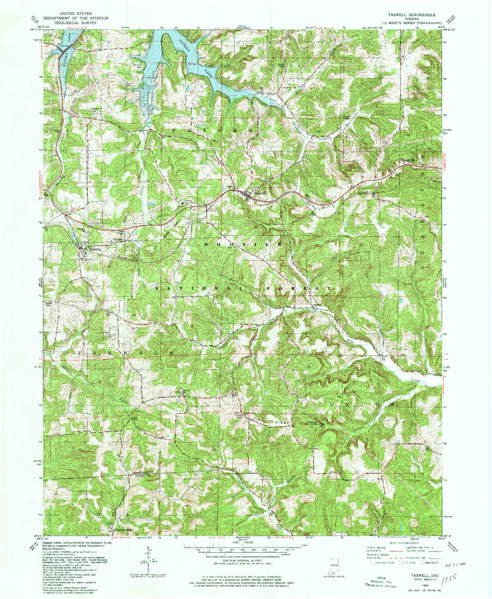 USGS 1:24000-SCALE QUADRANGLE FOR TASWELL, IN 1980