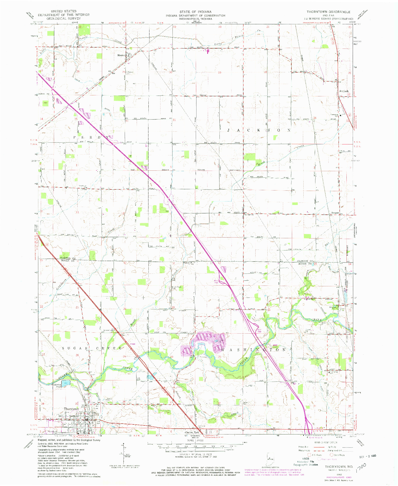 USGS 1:24000-SCALE QUADRANGLE FOR THORNTOWN, IN 1962