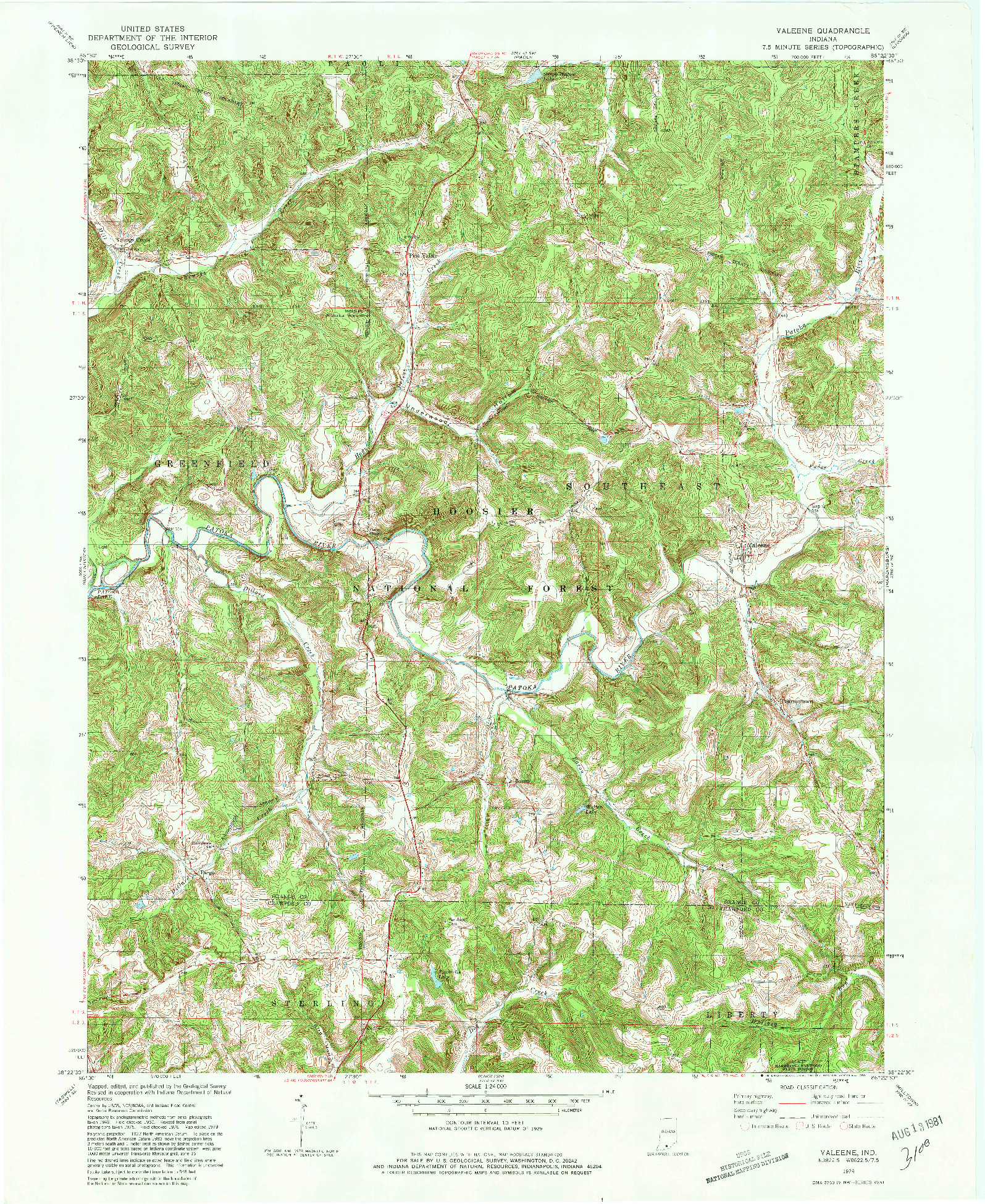 USGS 1:24000-SCALE QUADRANGLE FOR VALEENE, IN 1979