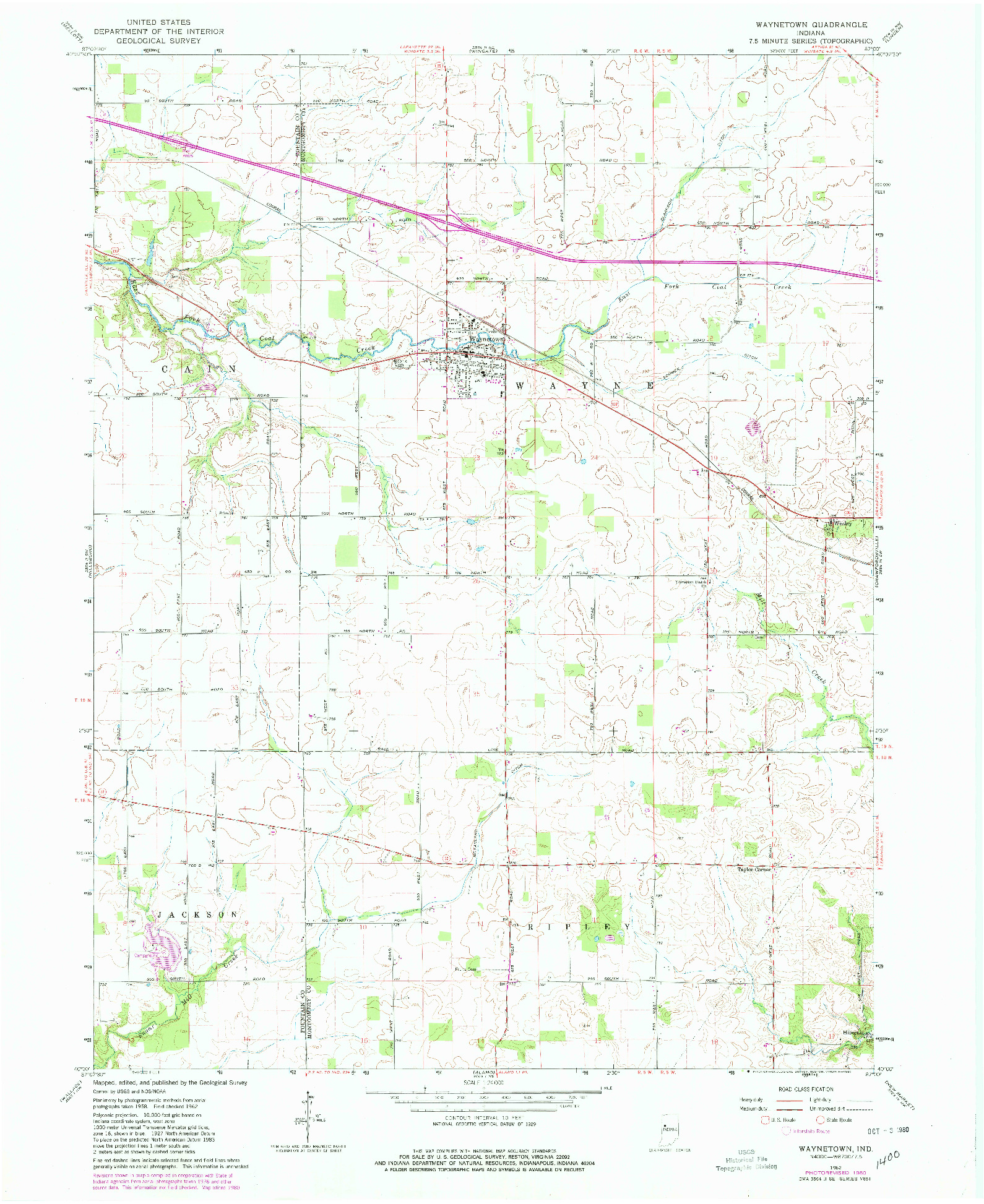 USGS 1:24000-SCALE QUADRANGLE FOR WAYNETOWN, IN 1962