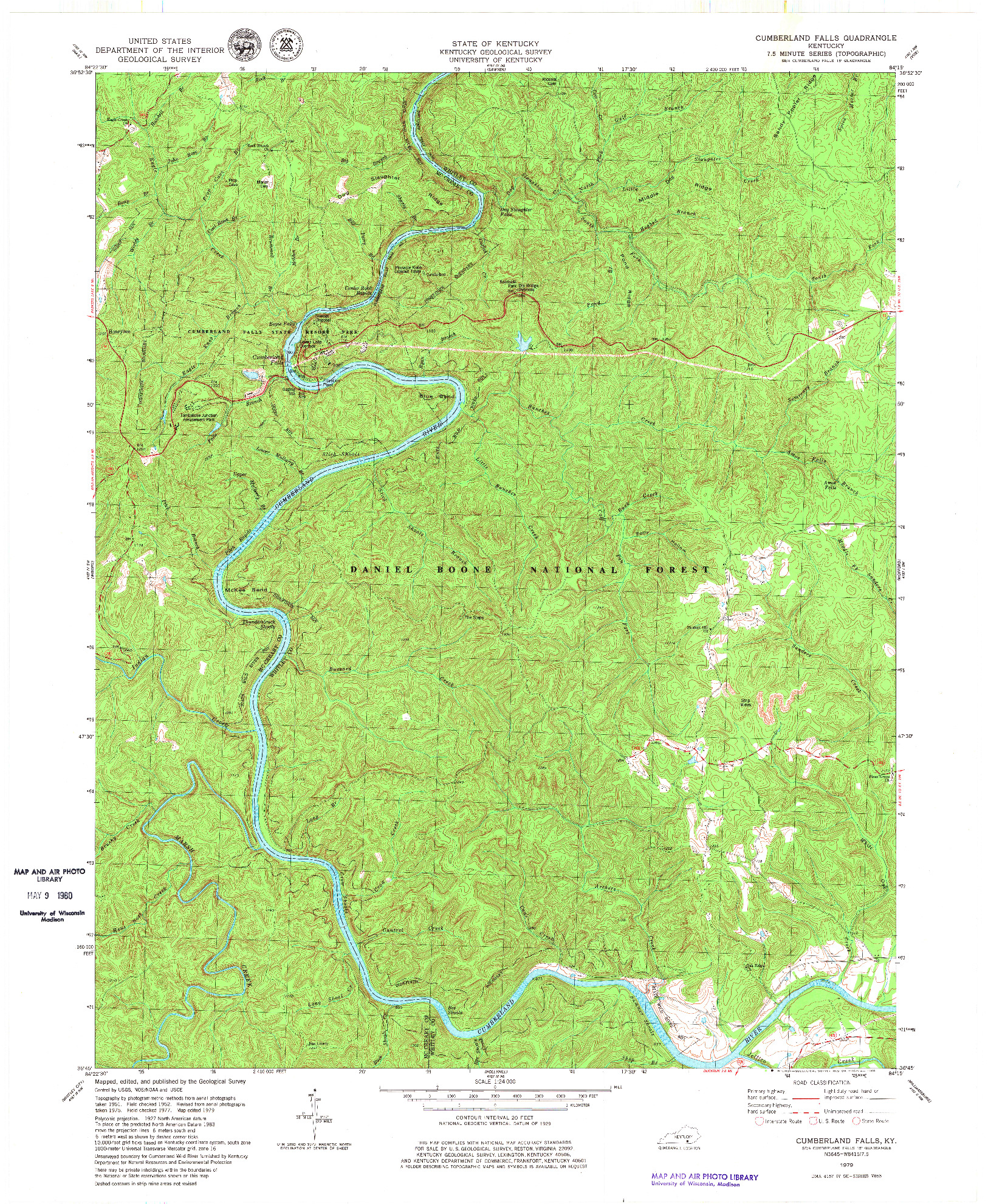 USGS 1:24000-SCALE QUADRANGLE FOR CUMBERLAND FALLS, KY 1979