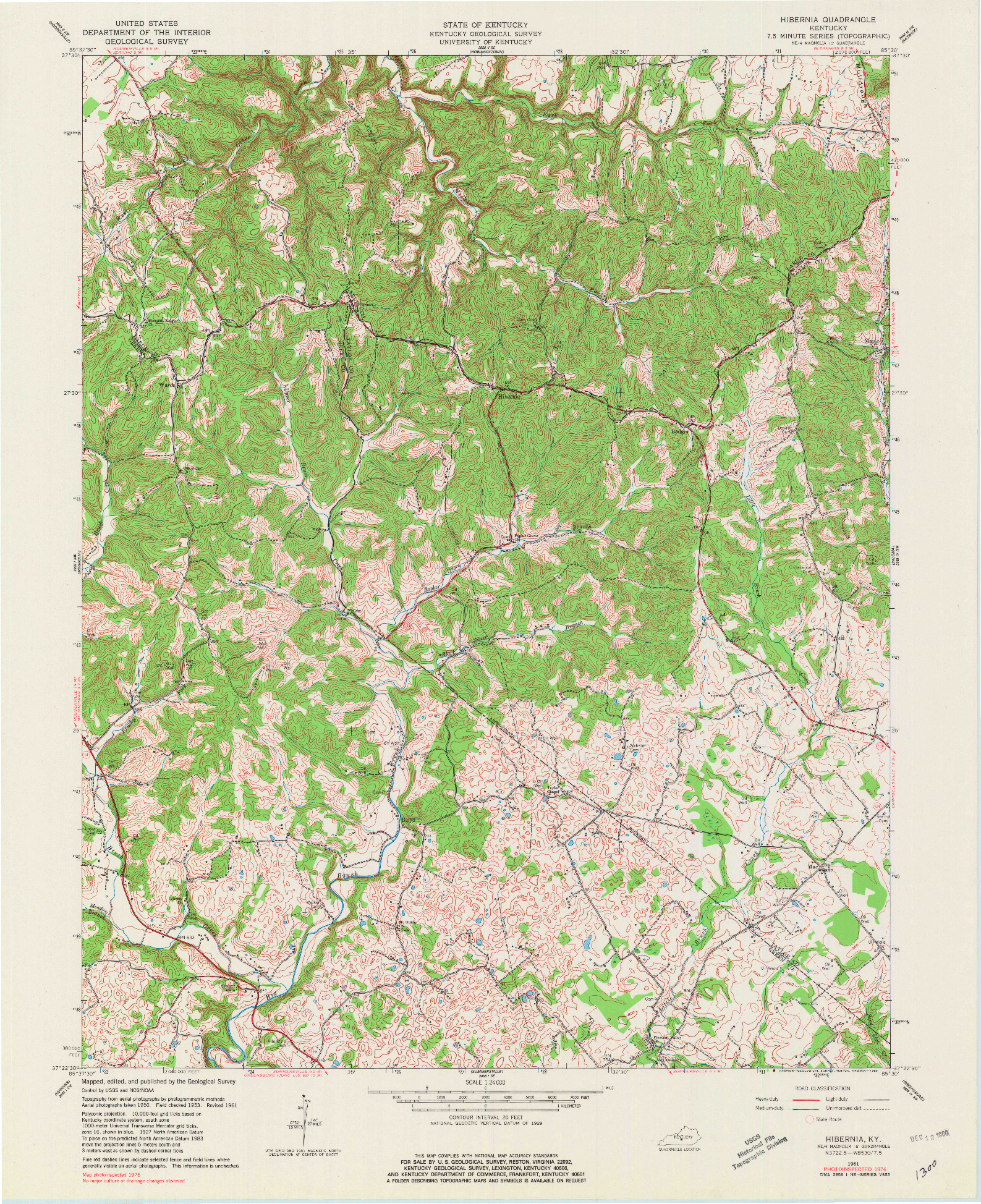 USGS 1:24000-SCALE QUADRANGLE FOR HIBERNIA, KY 1961