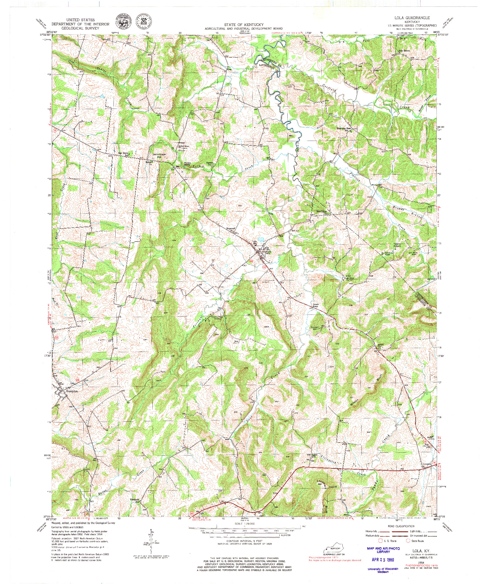 USGS 1:24000-SCALE QUADRANGLE FOR LOLA, KY 1954