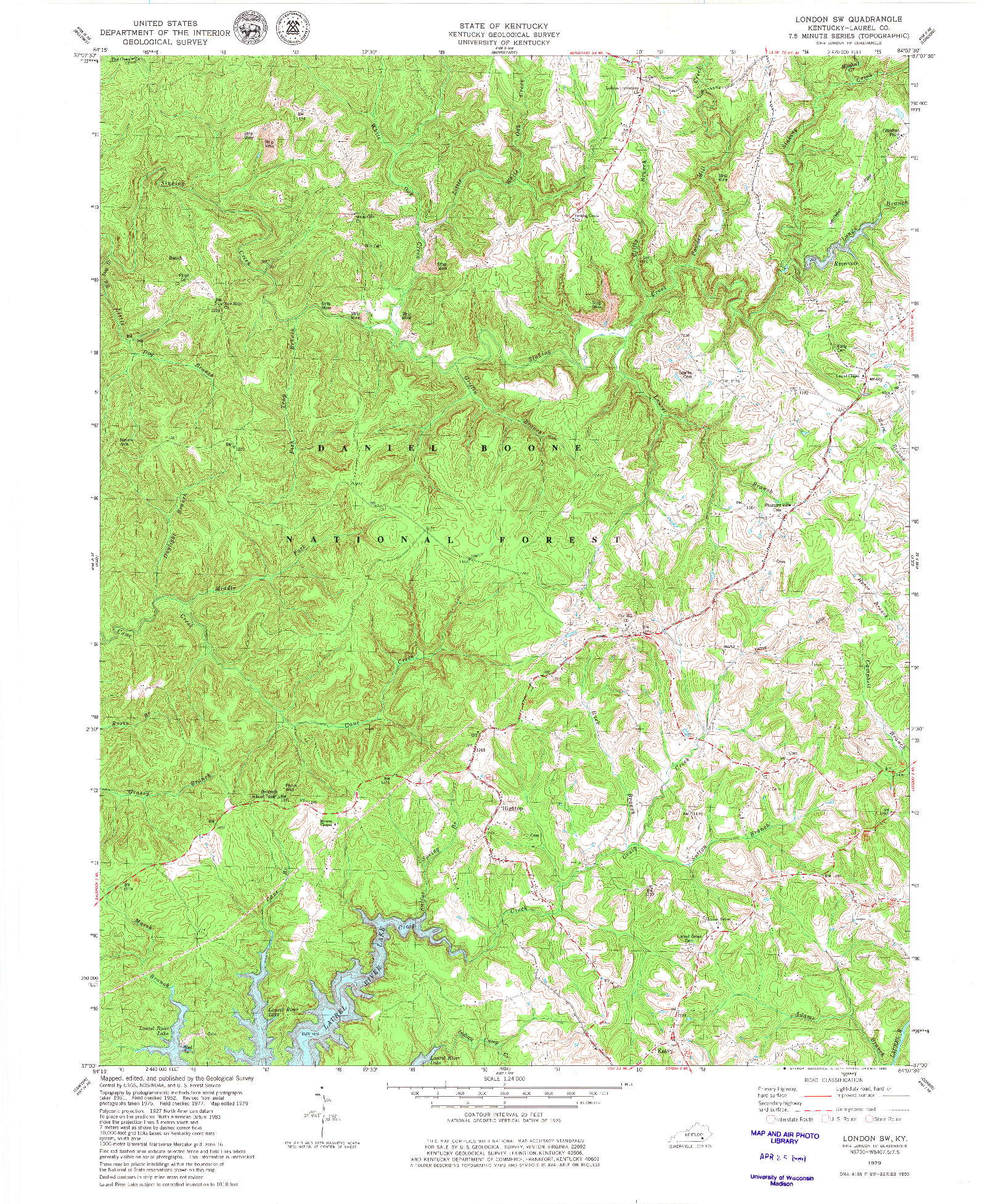 USGS 1:24000-SCALE QUADRANGLE FOR LONDON SW, KY 1979