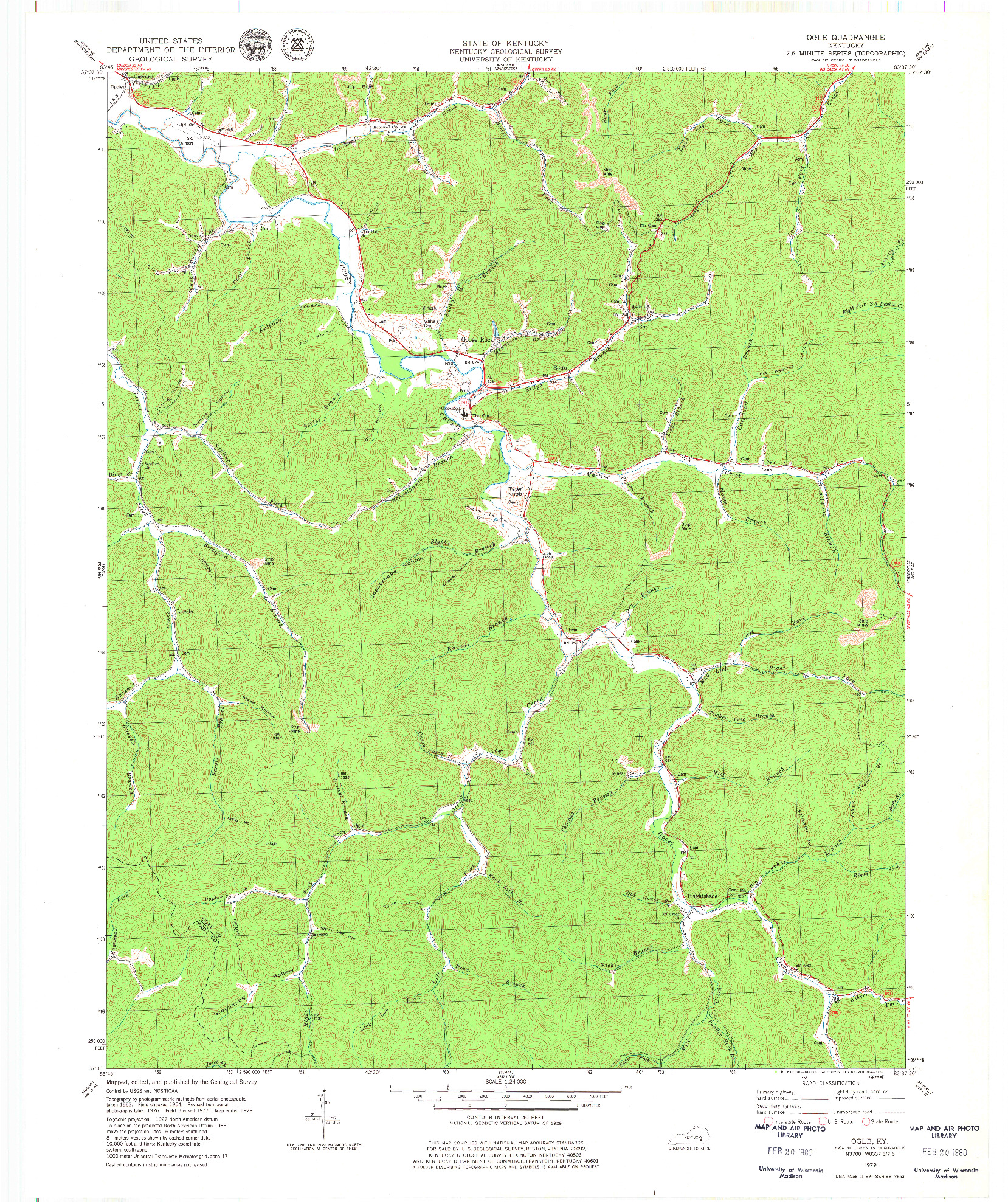 USGS 1:24000-SCALE QUADRANGLE FOR OGLE, KY 1979