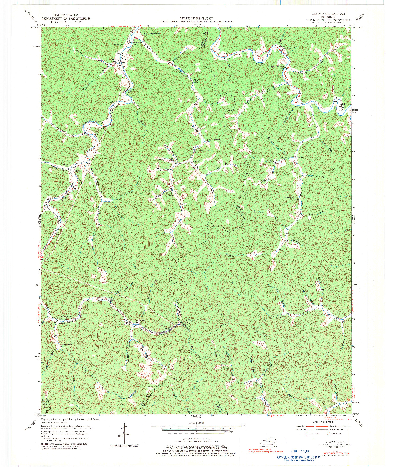 USGS 1:24000-SCALE QUADRANGLE FOR TILFORD, KY 1954