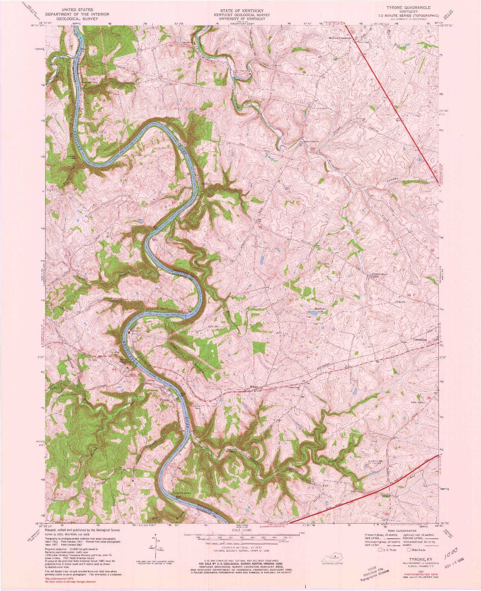 USGS 1:24000-SCALE QUADRANGLE FOR TYRONE, KY 1976