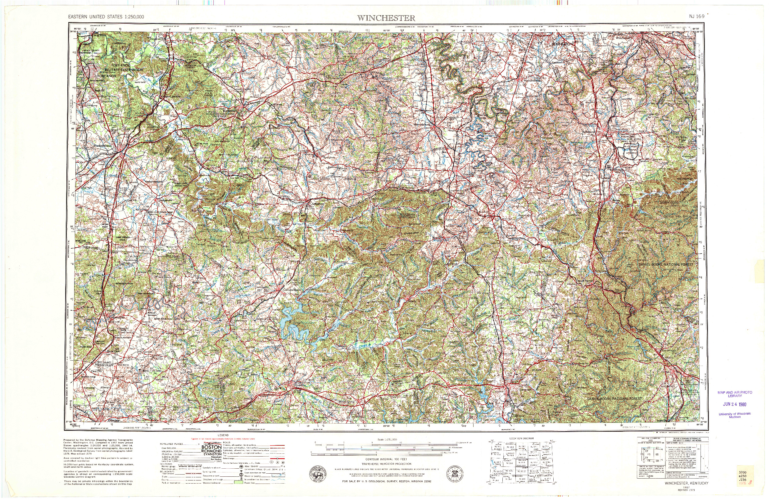 USGS 1:250000-SCALE QUADRANGLE FOR WINCHESTER, KY 1957