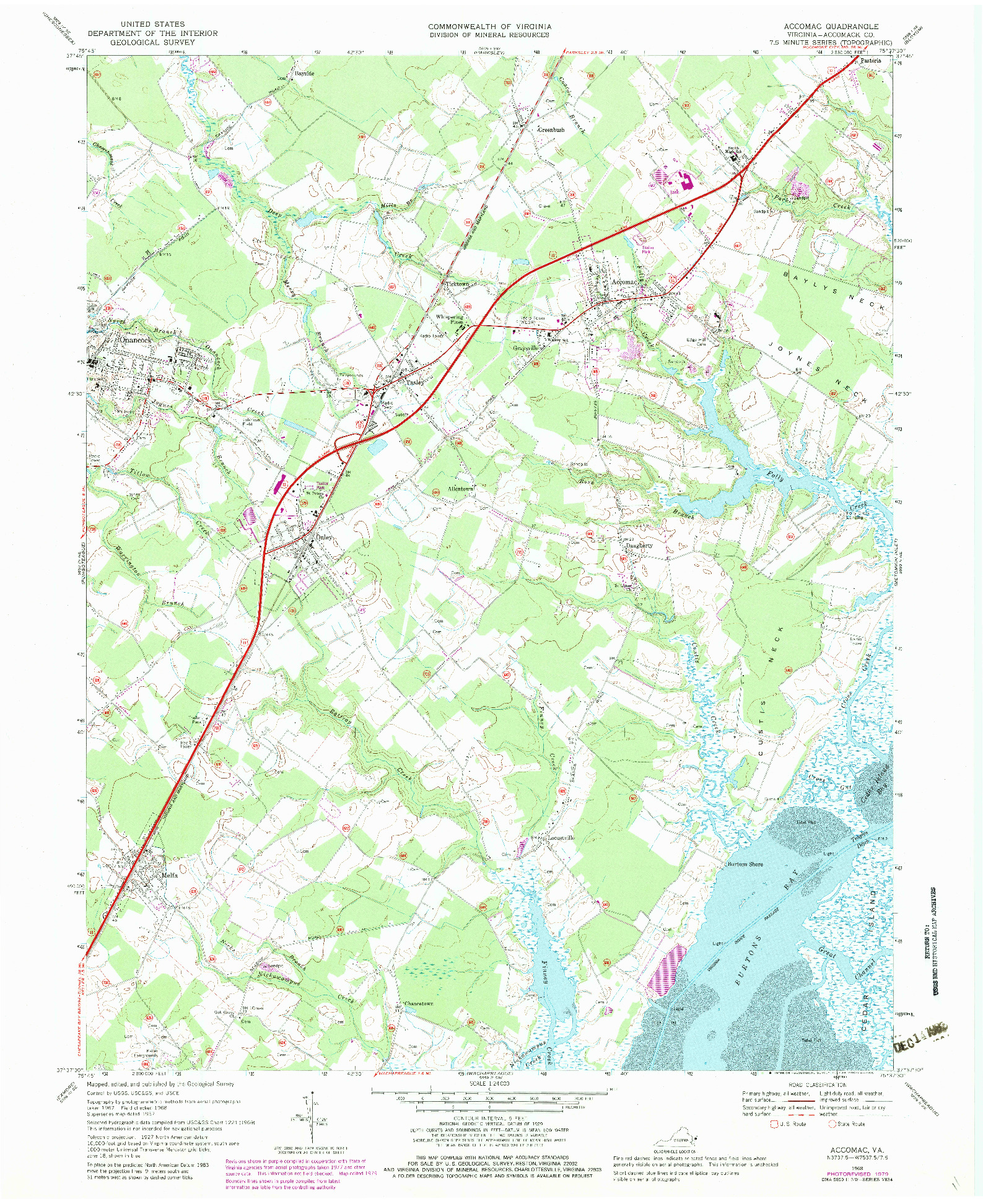 USGS 1:24000-SCALE QUADRANGLE FOR ACCOMAC, VA 1968