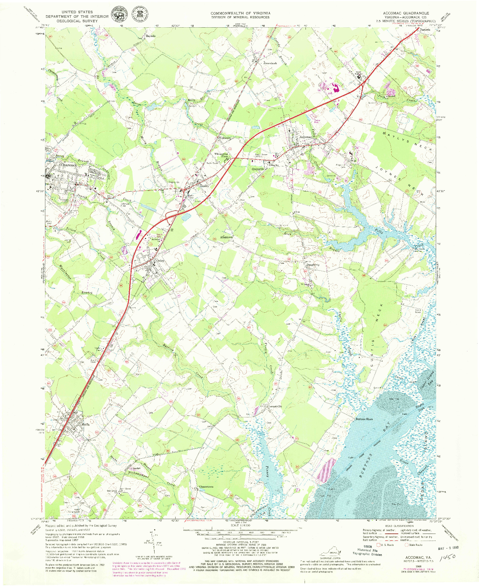 USGS 1:24000-SCALE QUADRANGLE FOR ACCOMAC, VA 1968