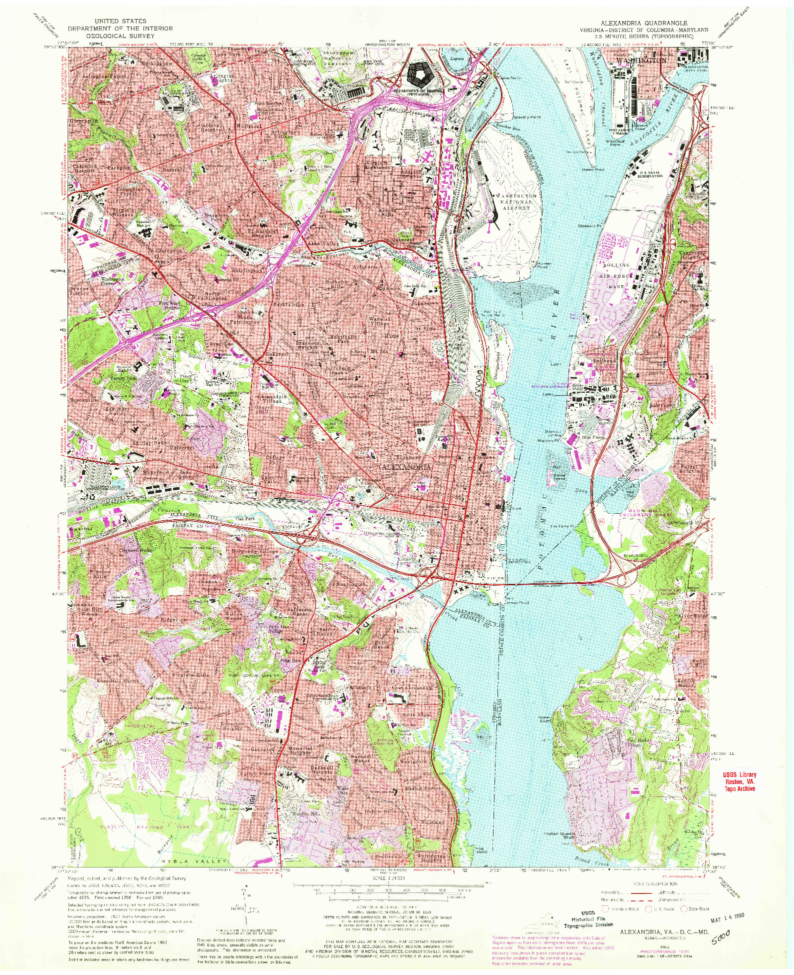 USGS 1:24000-SCALE QUADRANGLE FOR ALEXANDRIA, VA 1965