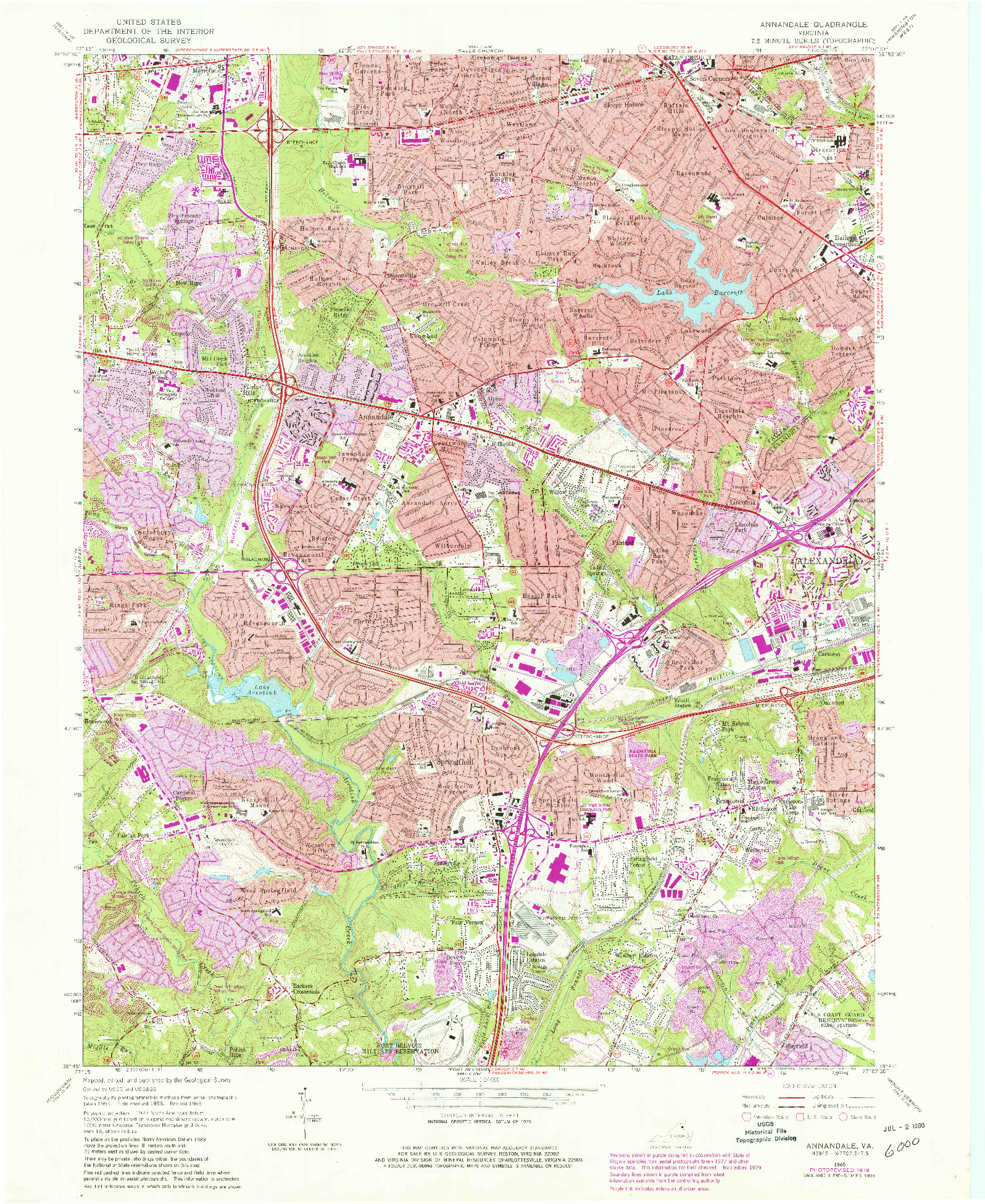 USGS 1:24000-SCALE QUADRANGLE FOR ANNANDALE, VA 1965
