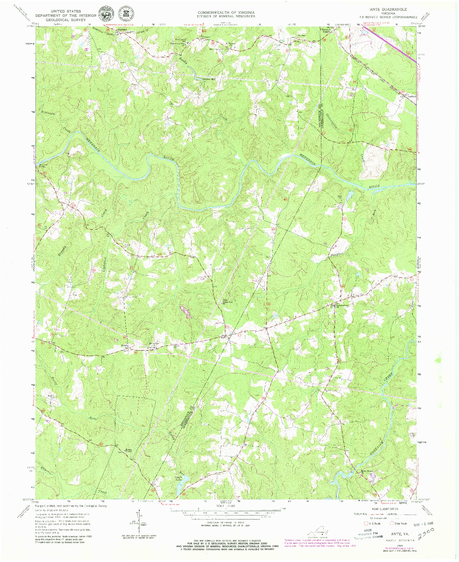 USGS 1:24000-SCALE QUADRANGLE FOR ANTE, VA 1963