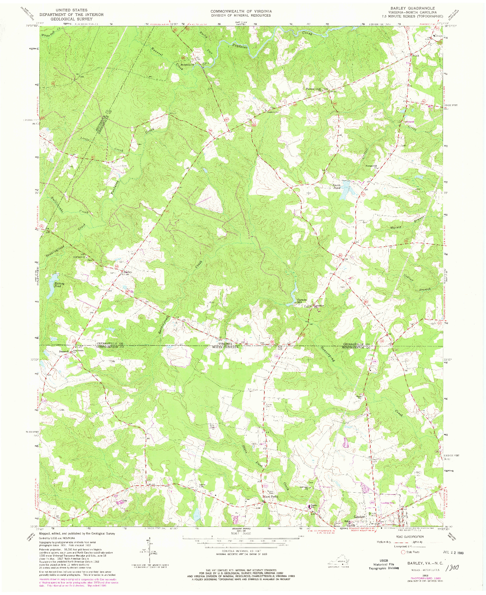 USGS 1:24000-SCALE QUADRANGLE FOR BARLEY, VA 1963