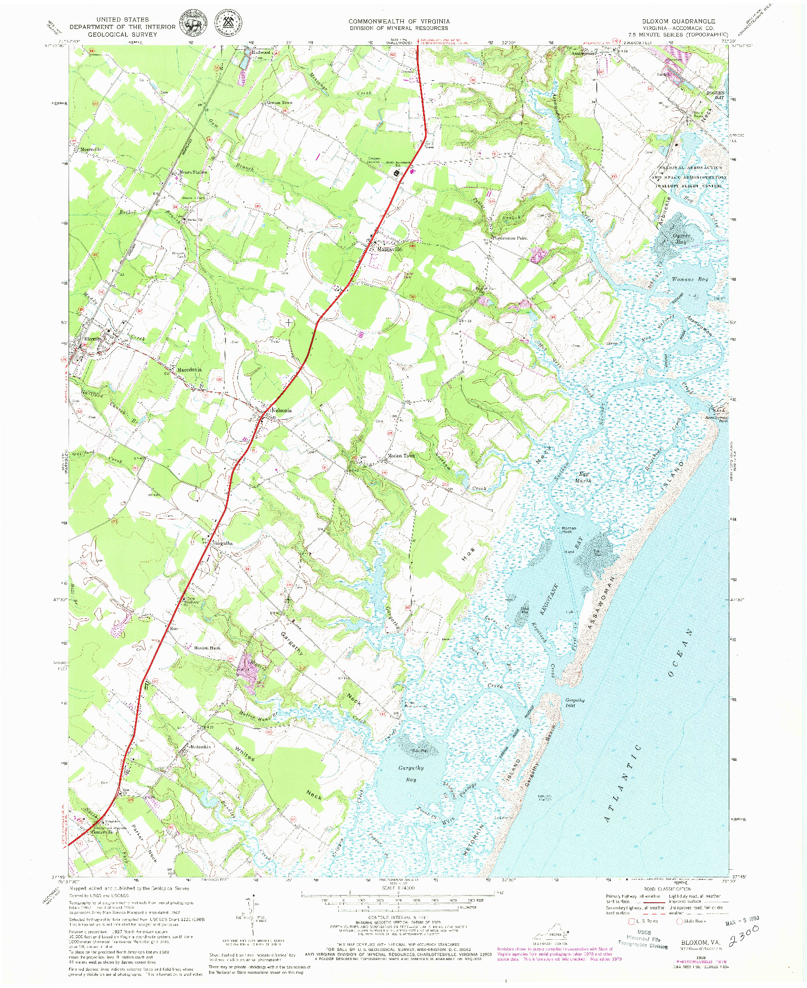 USGS 1:24000-SCALE QUADRANGLE FOR BLOXOM, VA 1968