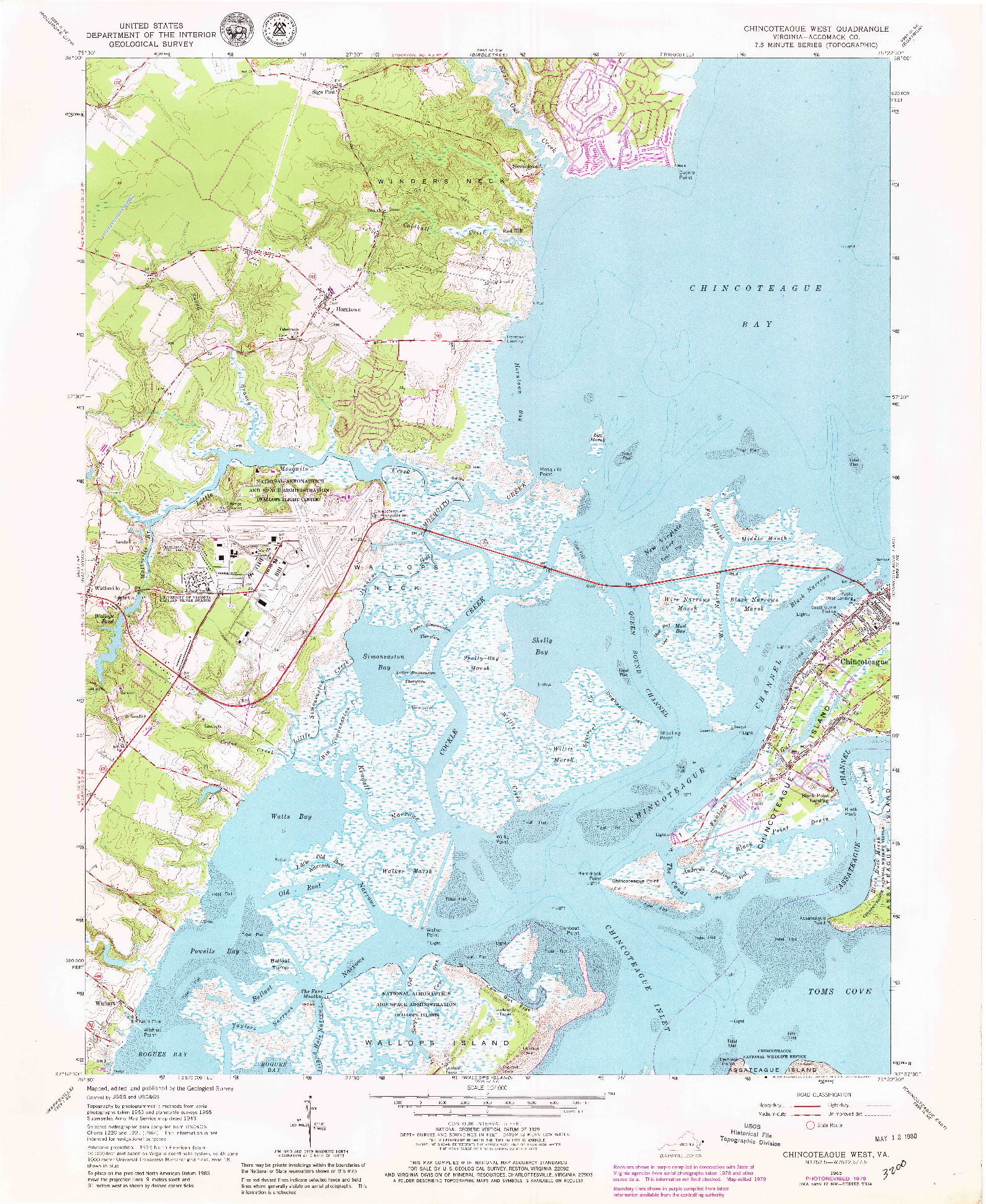 USGS 1:24000-SCALE QUADRANGLE FOR CHINCOTEAGUE WEST, VA 1965