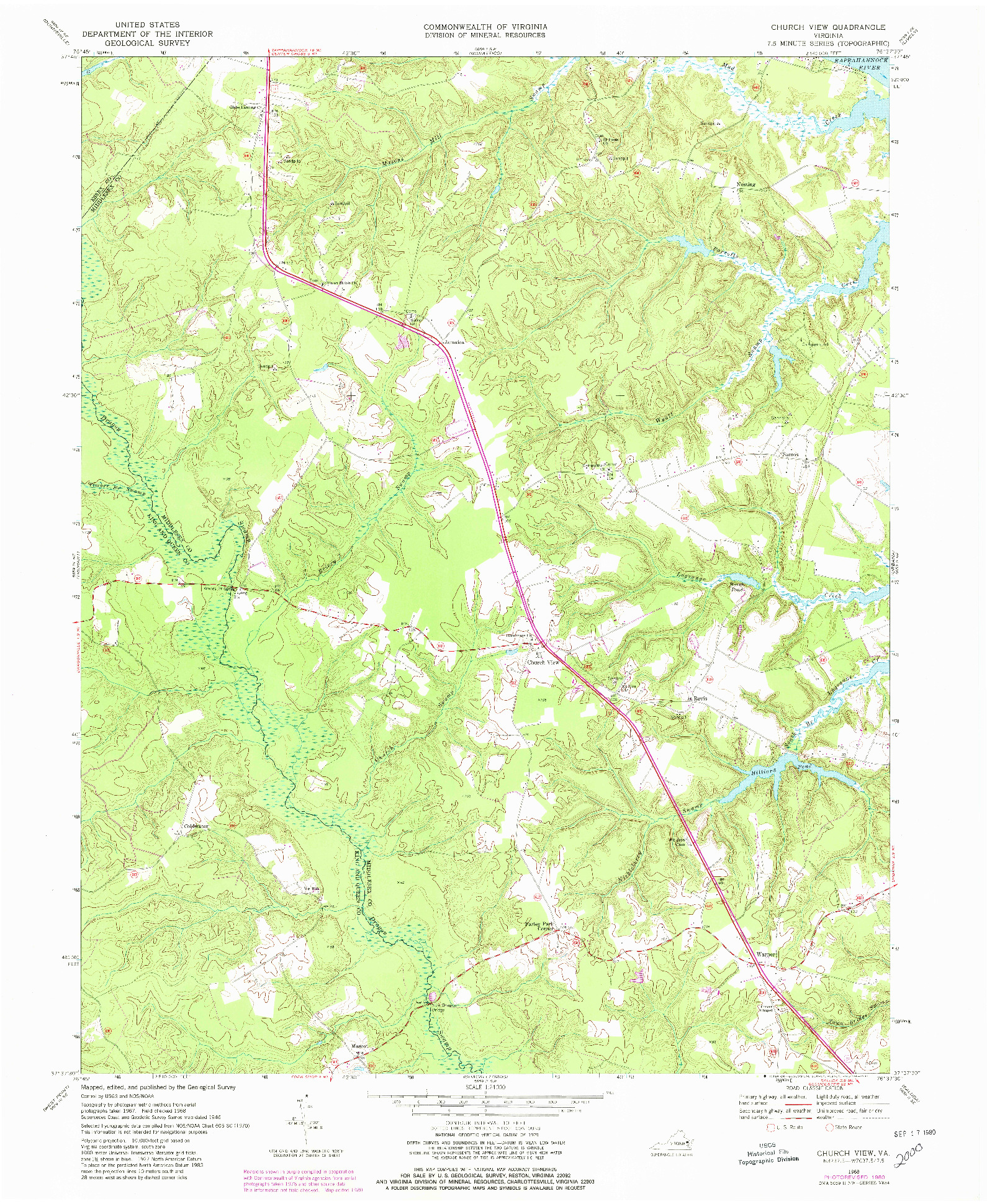 USGS 1:24000-SCALE QUADRANGLE FOR CHURCH VIEW, VA 1968