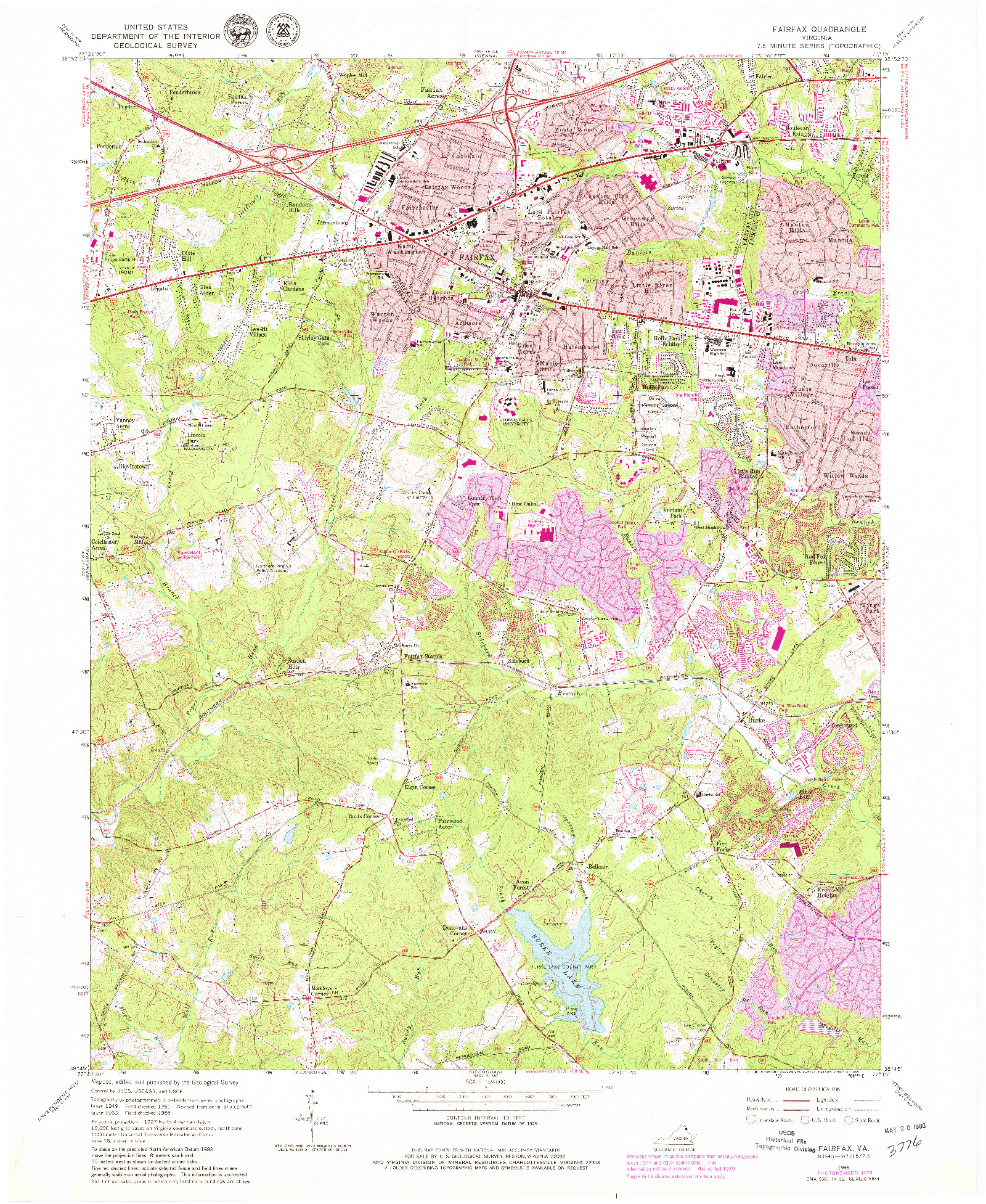 USGS 1:24000-SCALE QUADRANGLE FOR FAIRFAX, VA 1966