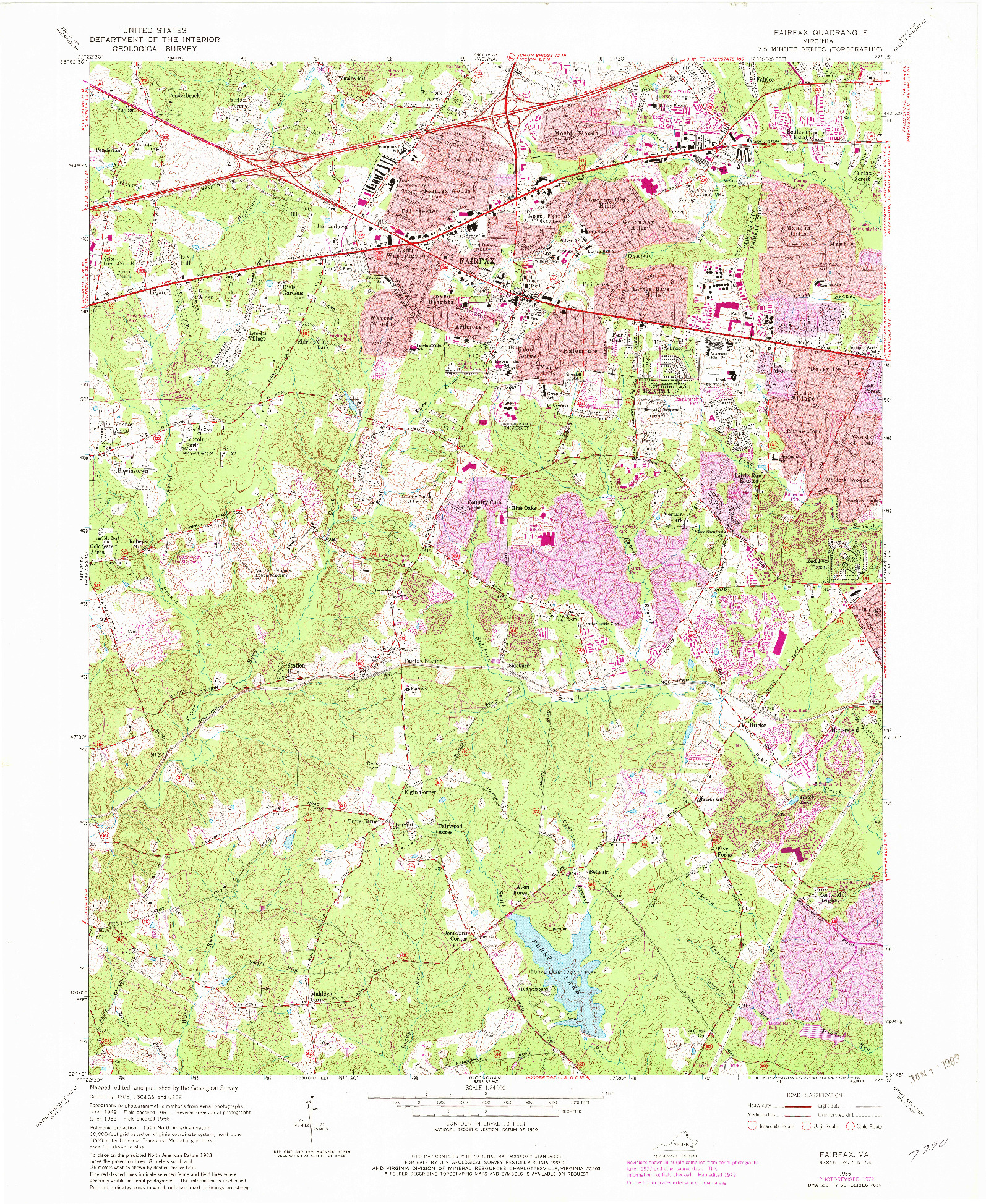 USGS 1:24000-SCALE QUADRANGLE FOR FAIRFAX, VA 1966