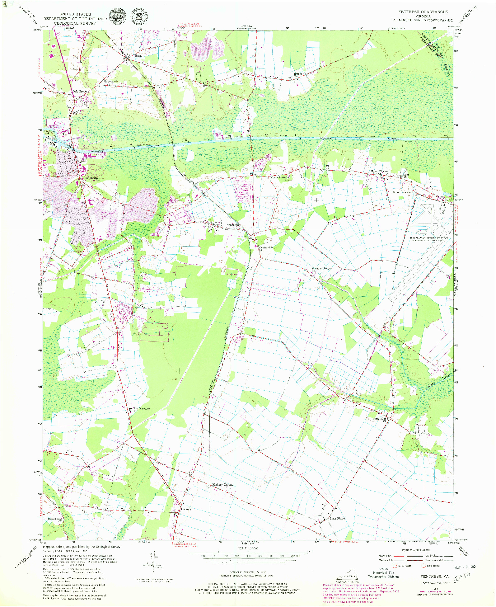 USGS 1:24000-SCALE QUADRANGLE FOR FENTRESS, VA 1954