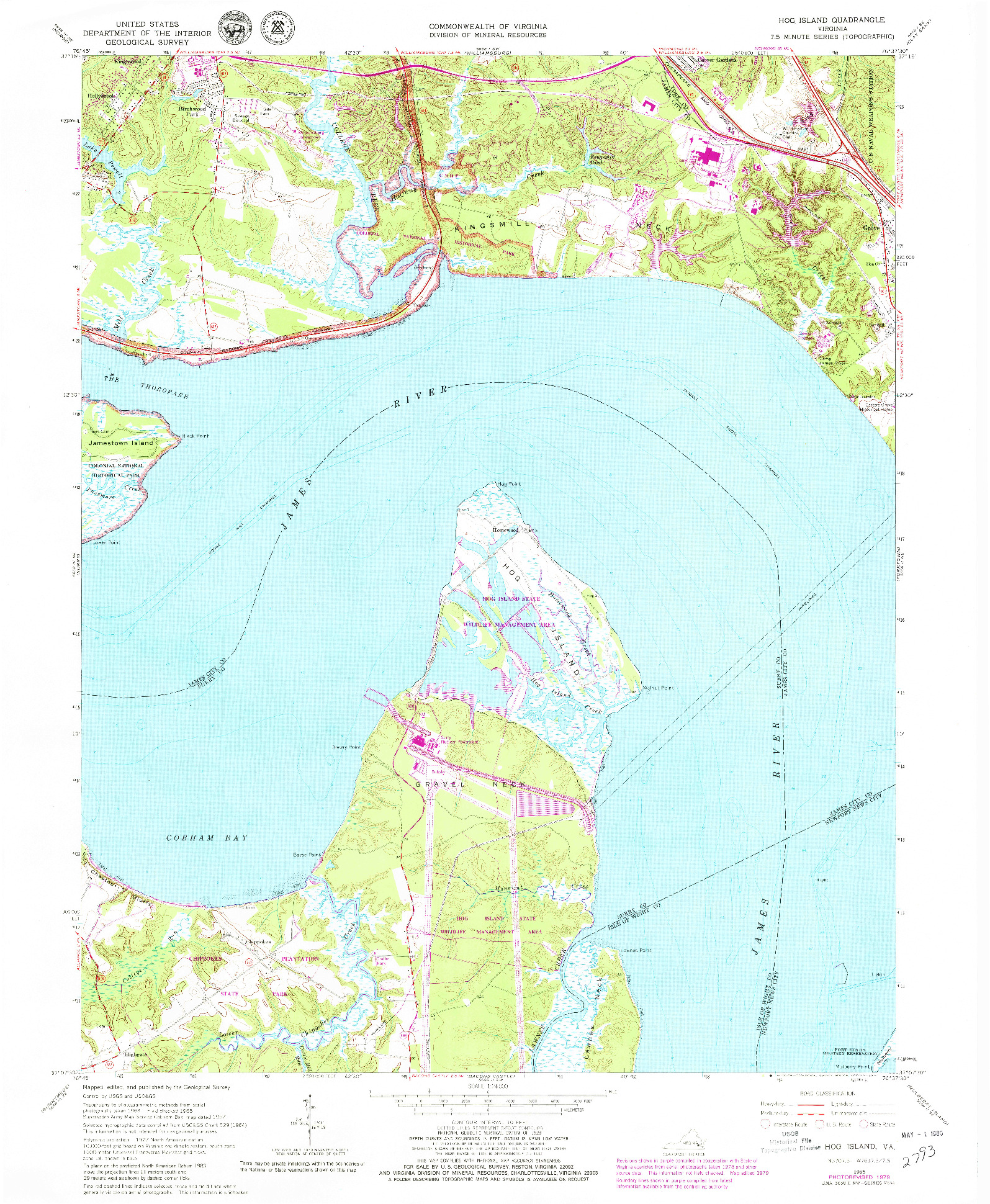 USGS 1:24000-SCALE QUADRANGLE FOR HOG ISLAND, VA 1965