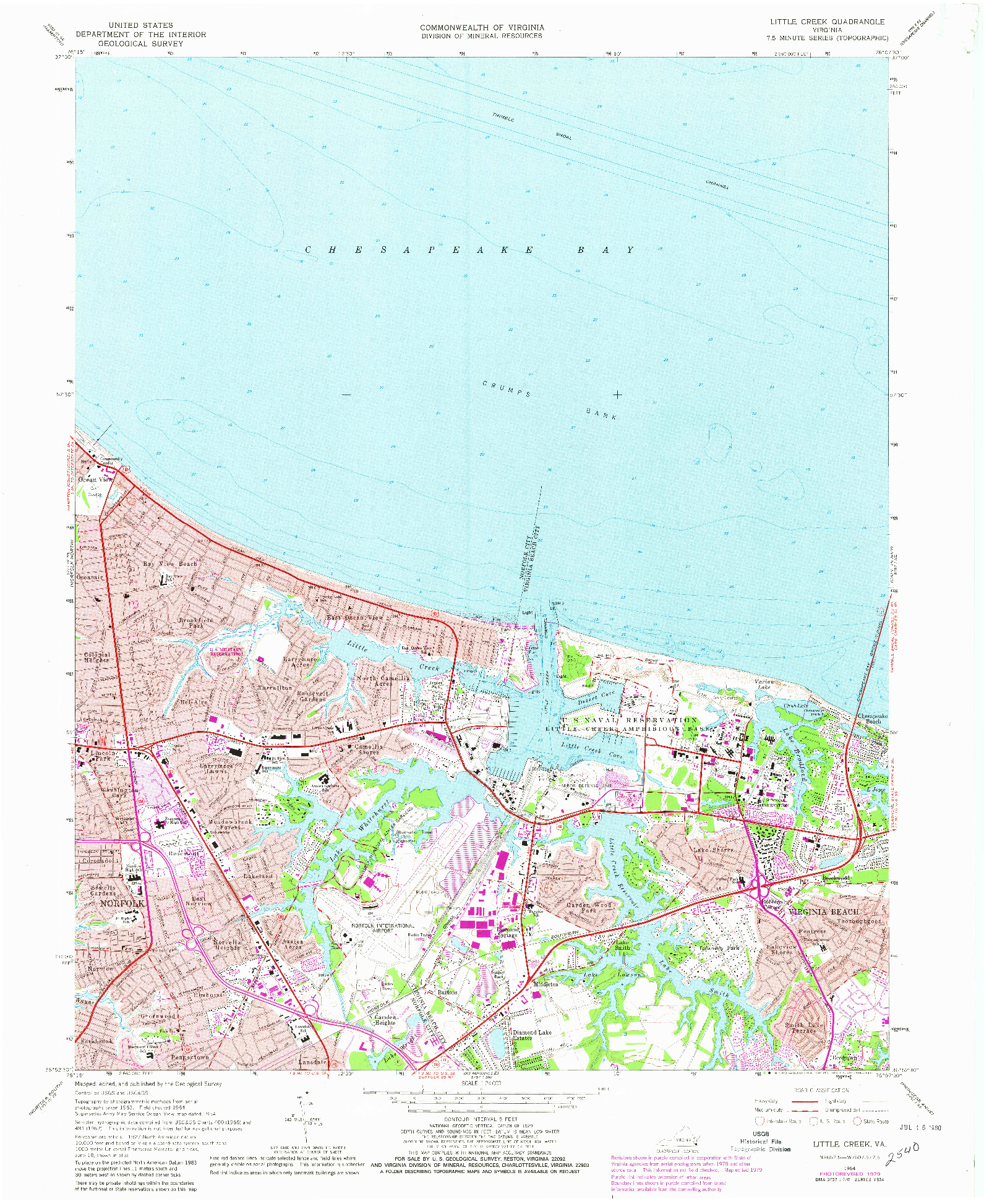 USGS 1:24000-SCALE QUADRANGLE FOR LITTLE CREEK, VA 1964