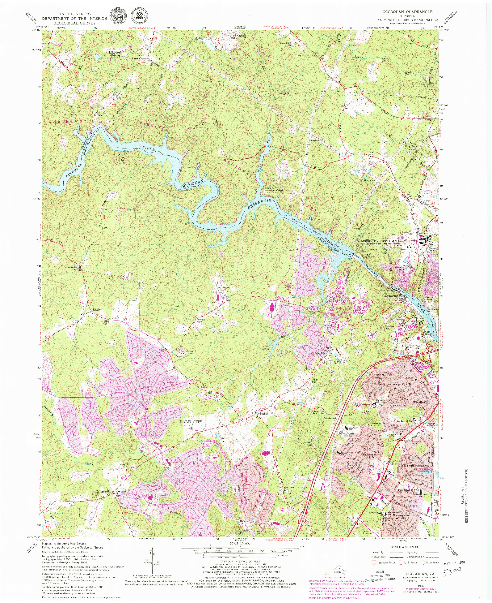 USGS 1:24000-SCALE QUADRANGLE FOR OCCOQUAN, VA 1966