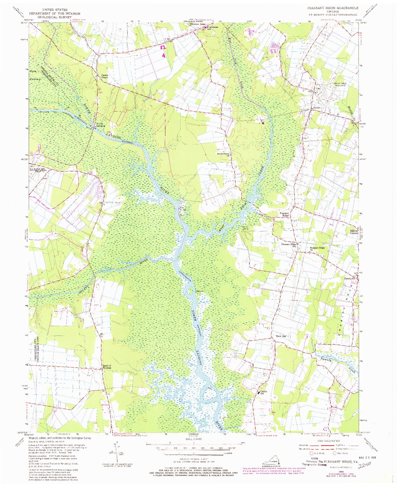 USGS 1:24000-SCALE QUADRANGLE FOR PLEASANT RIDGE, VA 1954