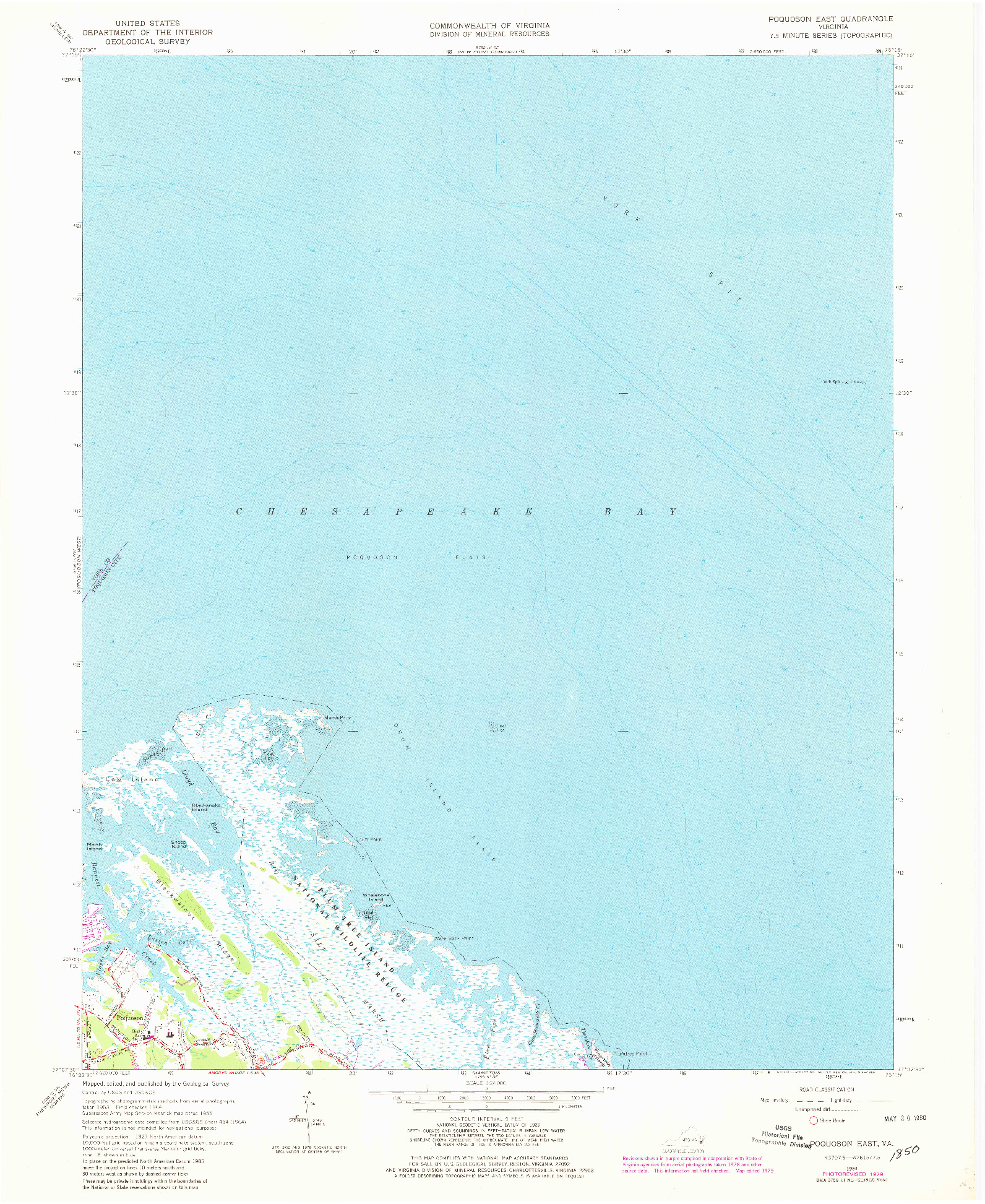 USGS 1:24000-SCALE QUADRANGLE FOR POQUOSON EAST, VA 1964