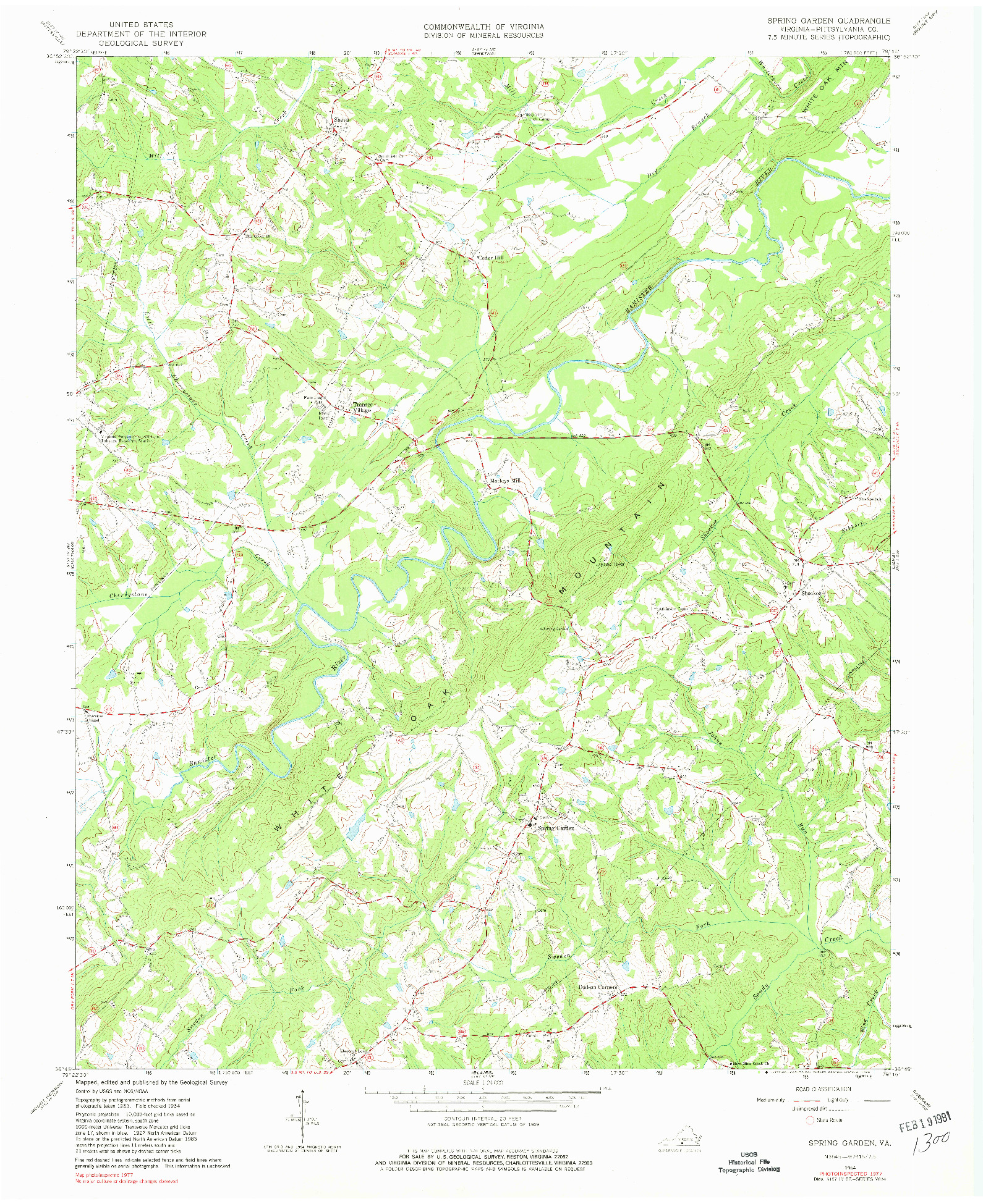 USGS 1:24000-SCALE QUADRANGLE FOR SPRING GARDEN, VA 1964