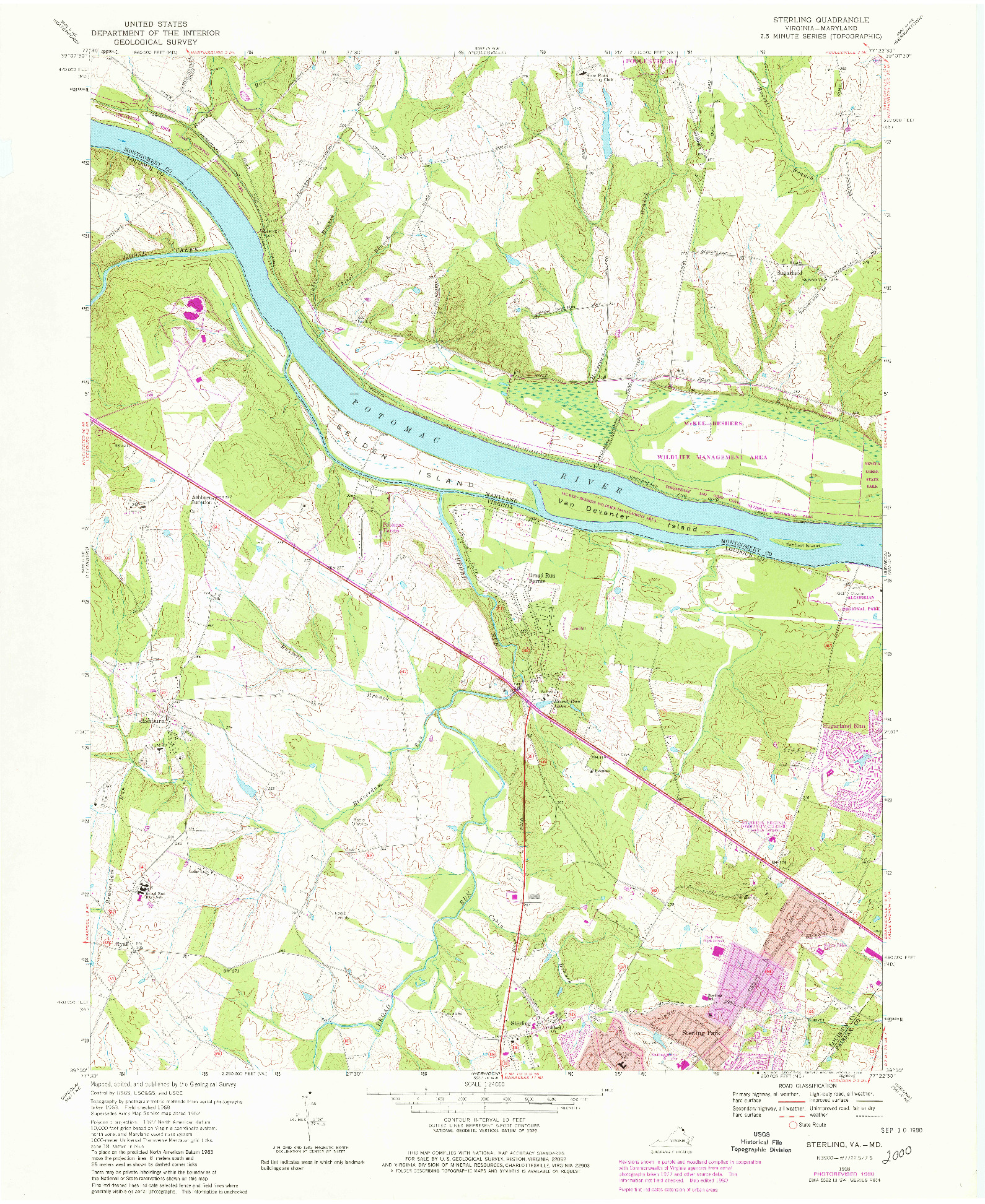 USGS 1:24000-SCALE QUADRANGLE FOR STERLING, VA 1968