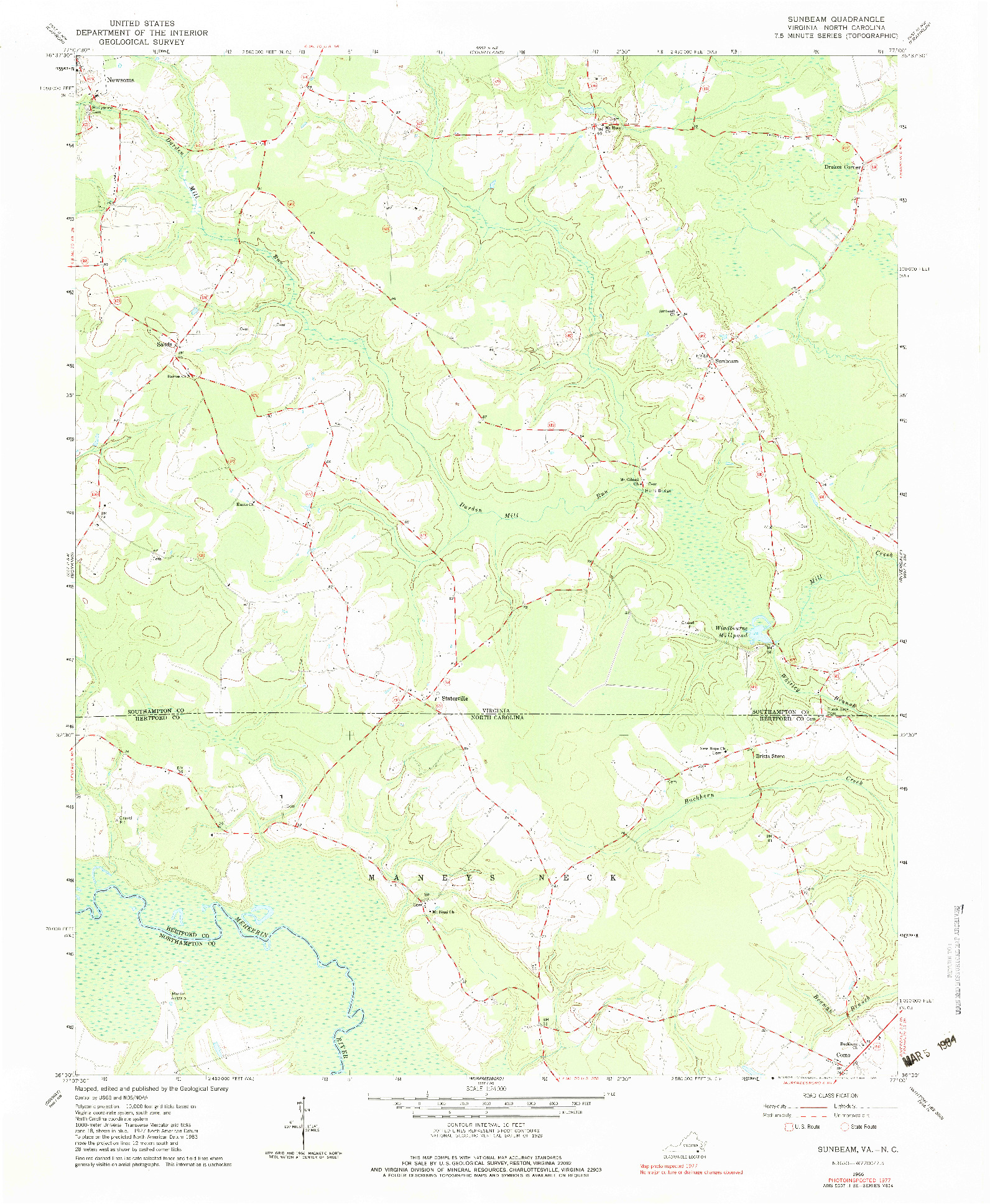 USGS 1:24000-SCALE QUADRANGLE FOR SUNBEAM, VA 1966