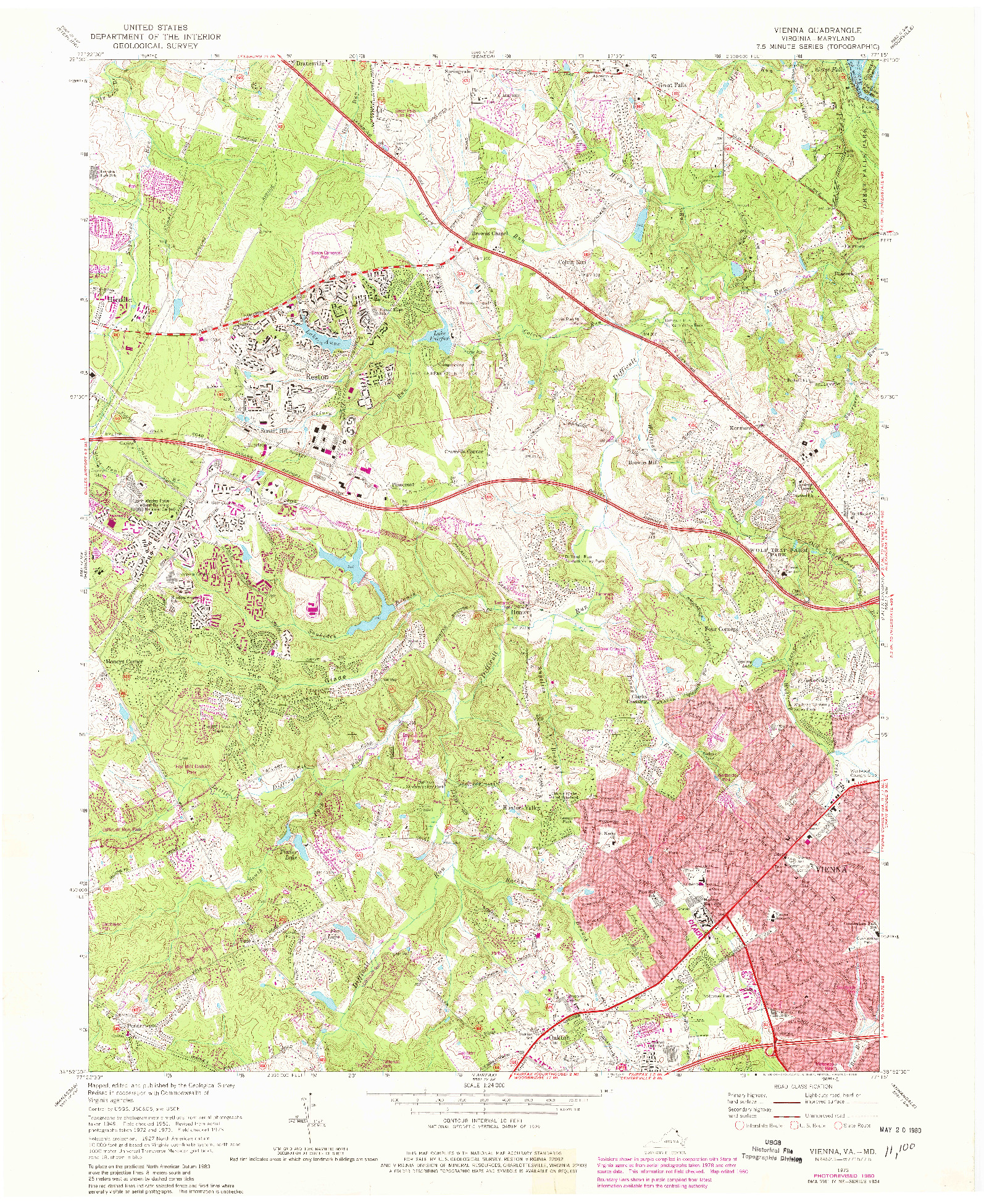 USGS 1:24000-SCALE QUADRANGLE FOR VIENNA, VA 1973