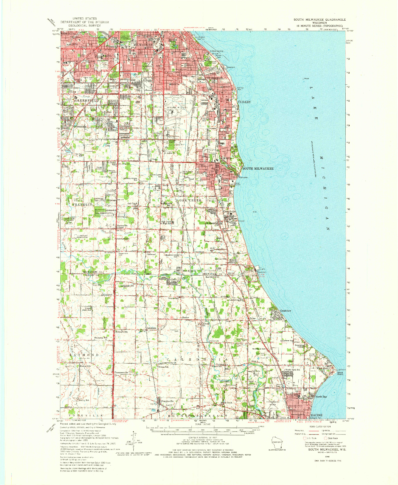 USGS 1:62500-SCALE QUADRANGLE FOR SOUTH MILWAUKEE, WI 1958