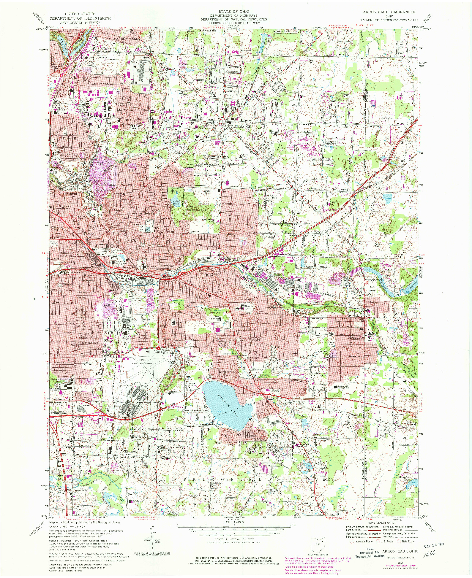 USGS 1:24000-SCALE QUADRANGLE FOR AKRON EAST, OH 1967