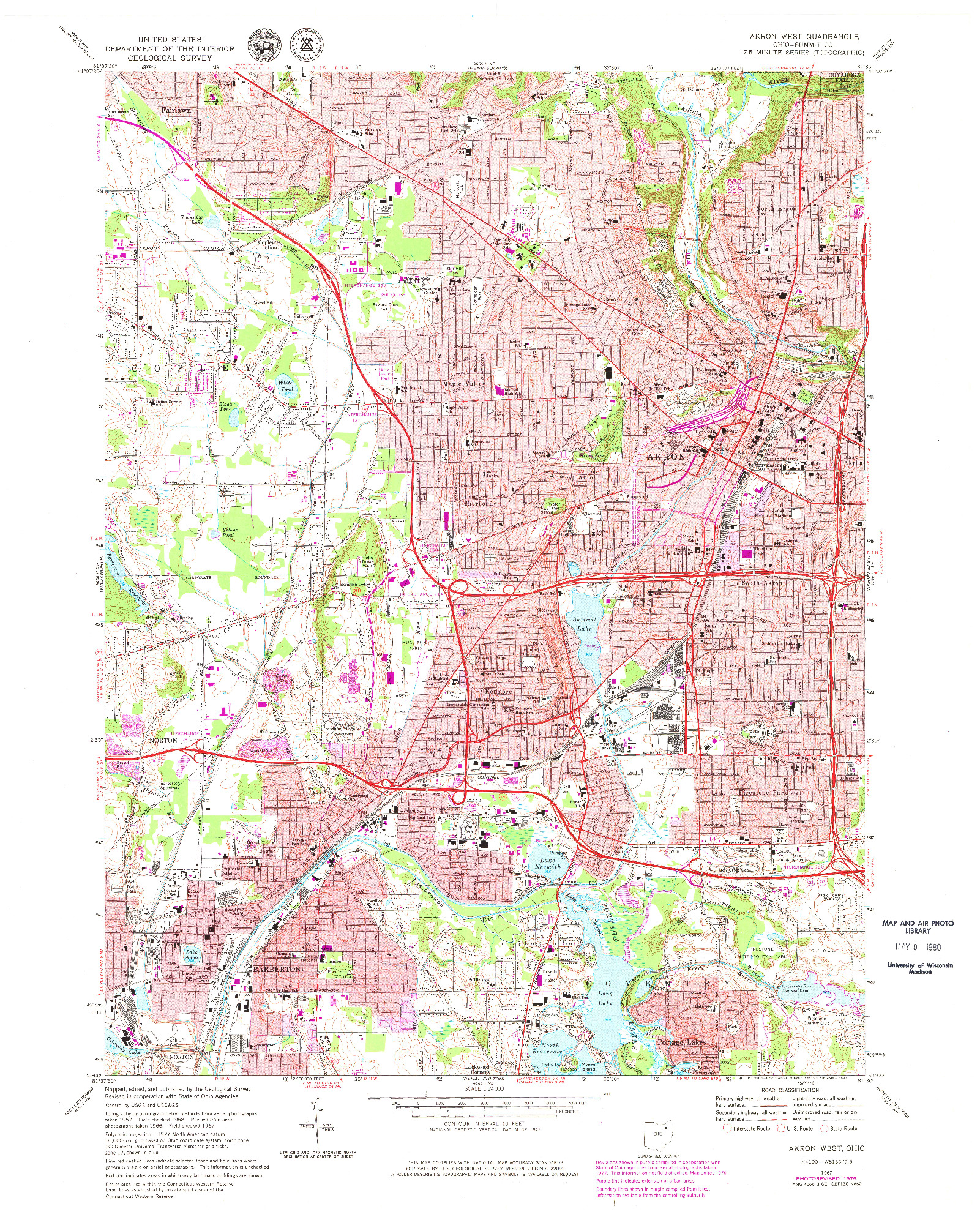 USGS 1:24000-SCALE QUADRANGLE FOR AKRON WEST, OH 1967