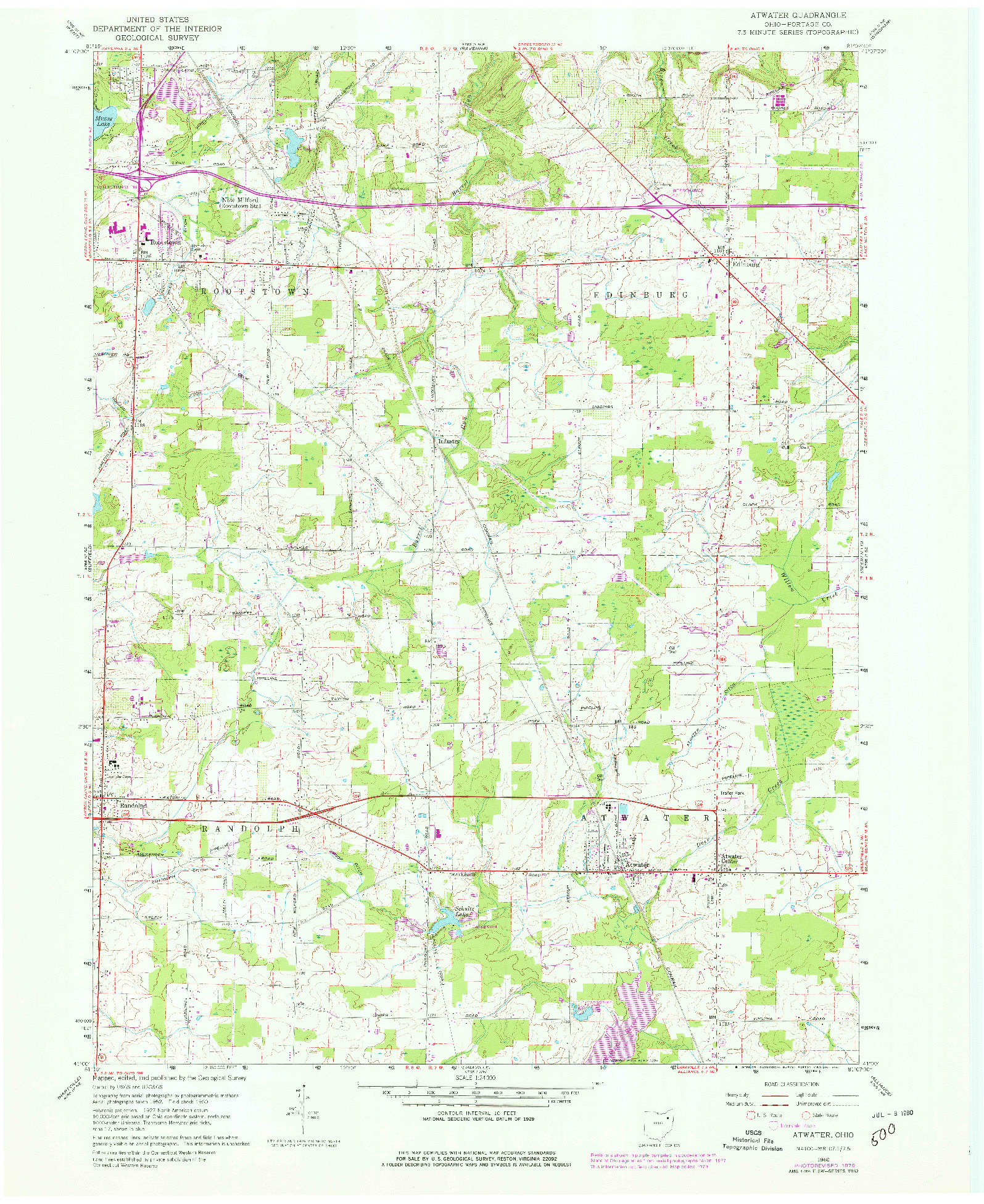 USGS 1:24000-SCALE QUADRANGLE FOR ATWATER, OH 1960