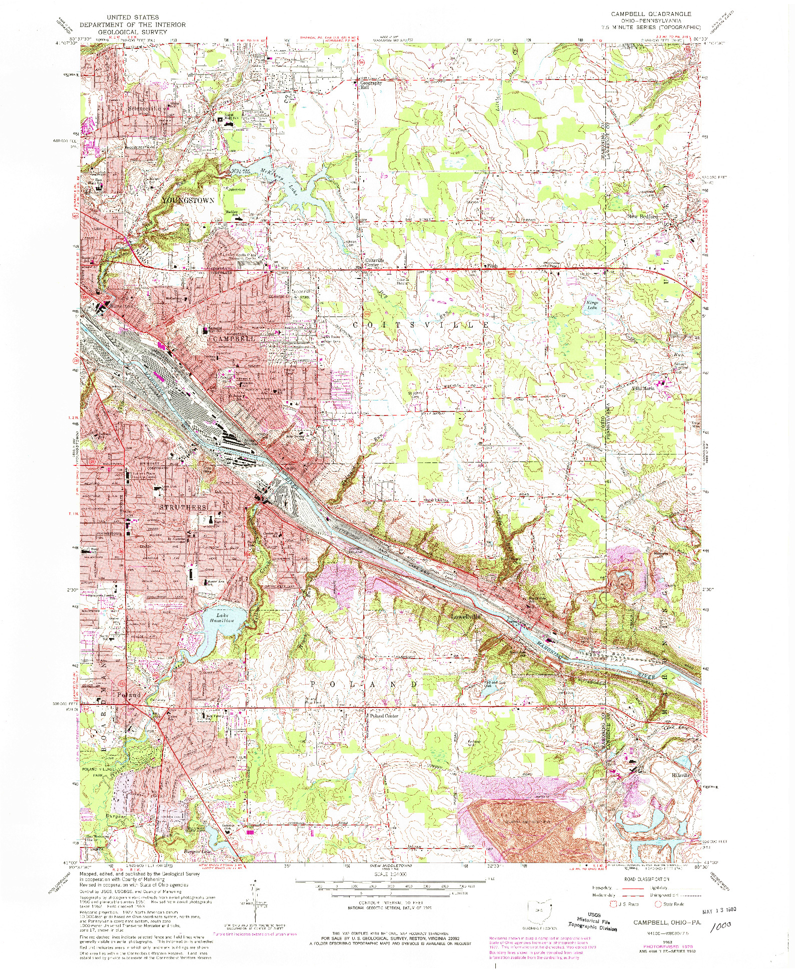 USGS 1:24000-SCALE QUADRANGLE FOR CAMPBELL, OH 1963