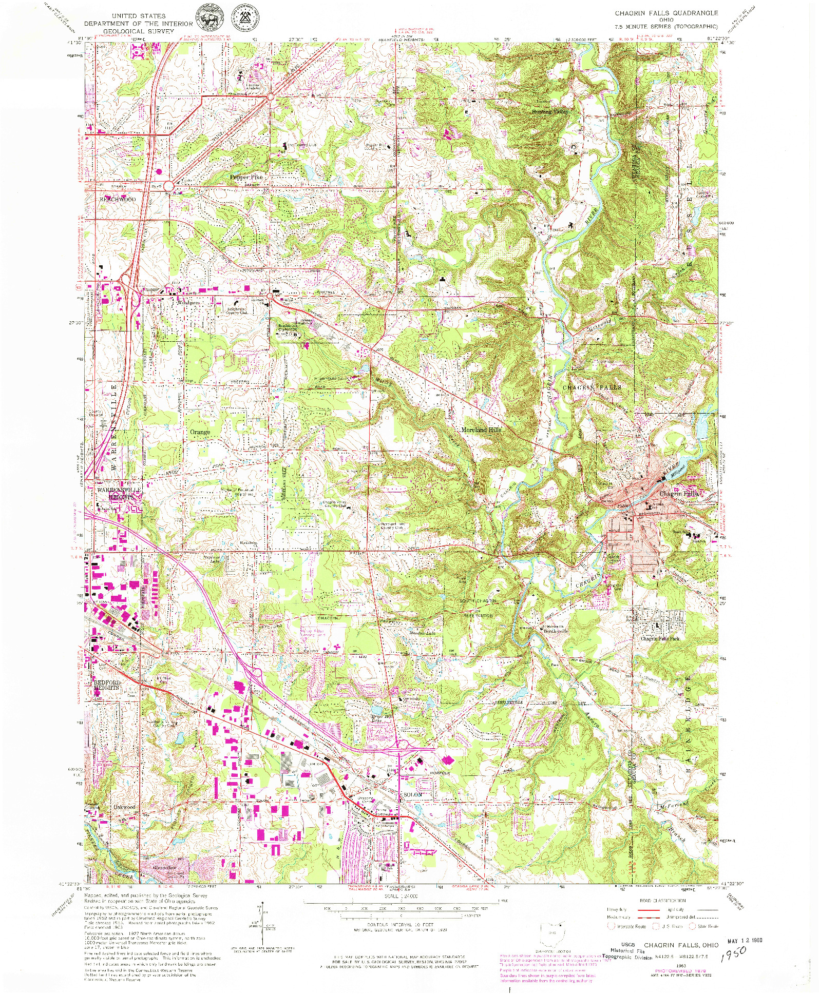 USGS 1:24000-SCALE QUADRANGLE FOR CHAGRIN FALLS, OH 1963