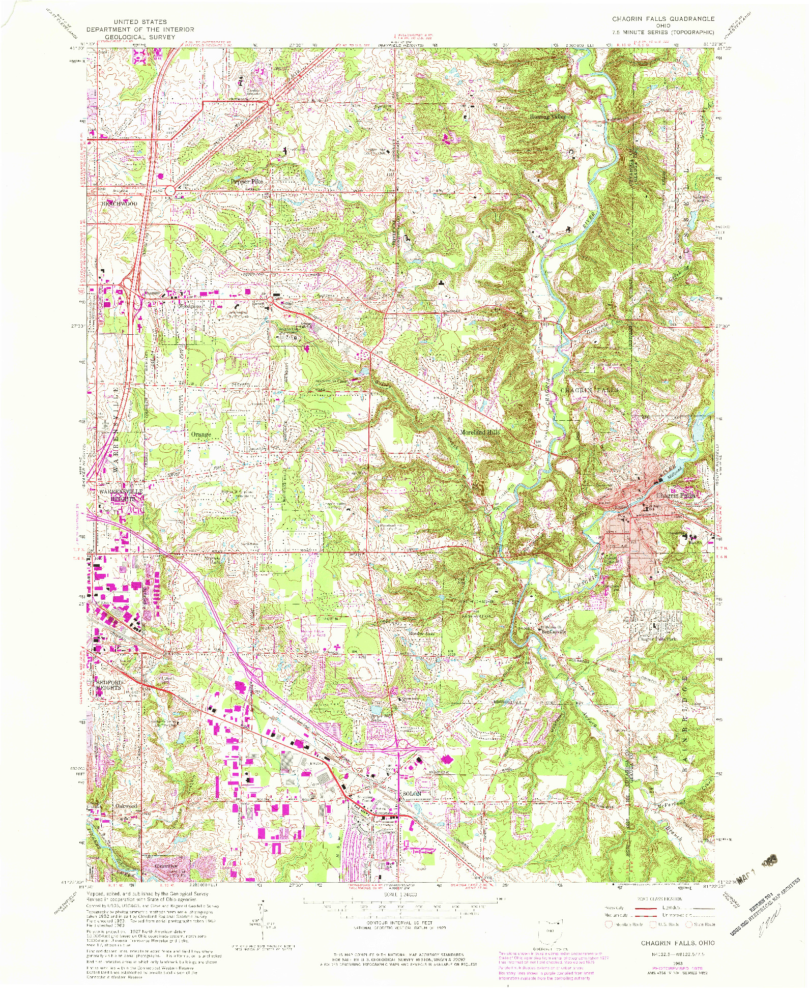 USGS 1:24000-SCALE QUADRANGLE FOR CHAGRIN FALLS, OH 1963