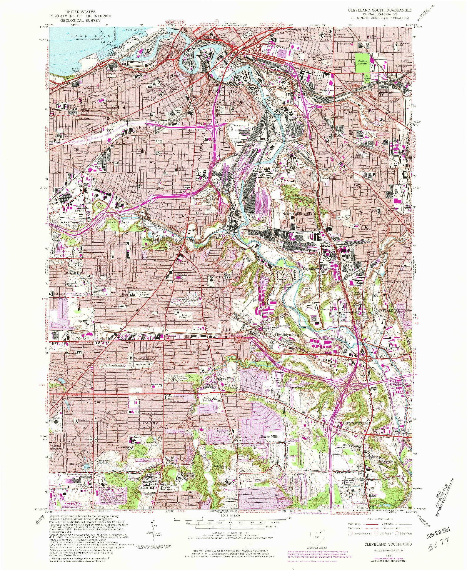 USGS 1:24000-SCALE QUADRANGLE FOR CLEVELAND SOUTH, OH 1963